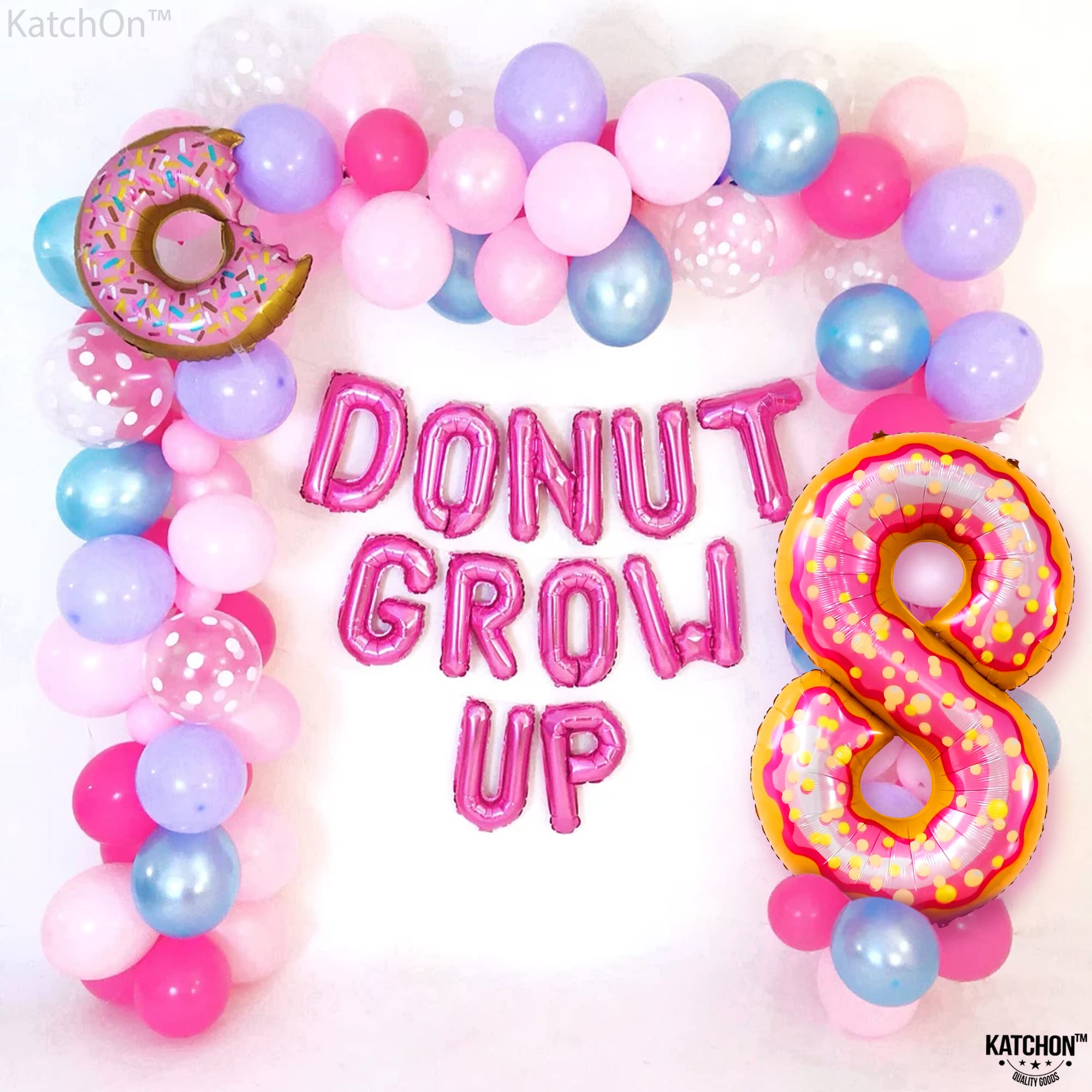 KatchOn Giant Number 8 Donut Balloon - 40 Inch Large Latex Balloons | Birthday Party Decorations for Girls, Baby Showers & Donut Themed Events | Perfect for Wall Backdrops, Photo Booths & Party Centerpieces