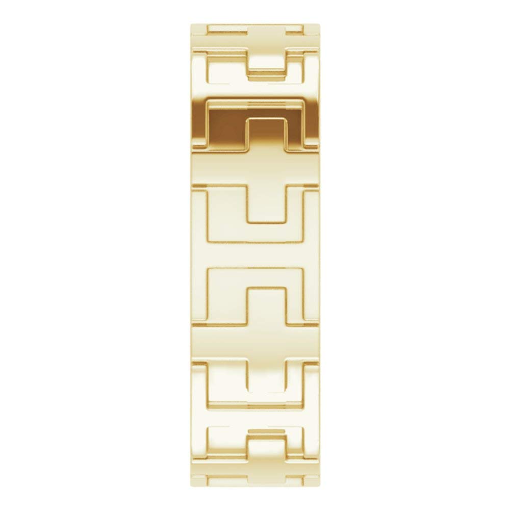 14K Yellow Gold Cross Band for Men - Comfort Fit & Polished