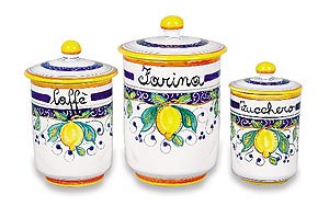 Hand Painted Ceramic Flour Canister - Farmhouse Style Kitchen Storage - 6