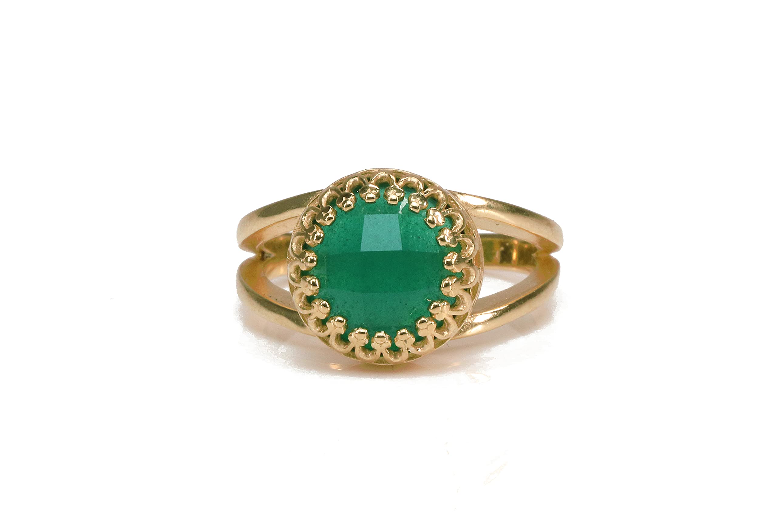 10mm Green Onyx Rose Gold-filled Ring - Handmade Jewelry for Women, Anniversary & Birthday Gifts - Elegant Rose Gold Band for Weddings, Parties & Special Occasions - Comes with Gift Box