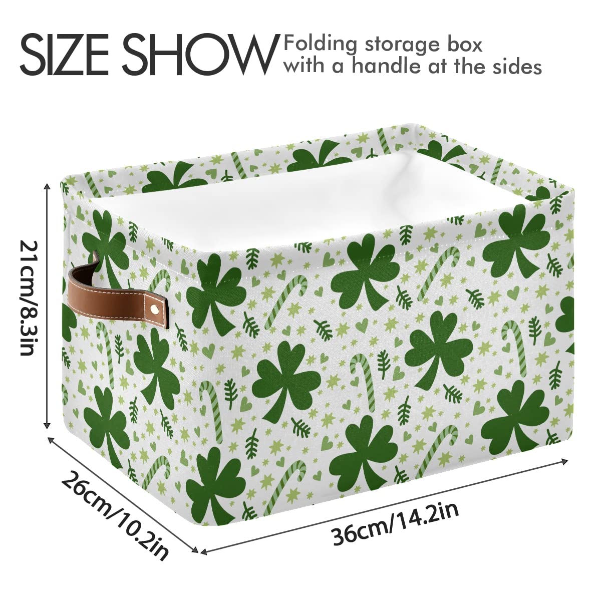 Clover Leaves Rectangle Collapsible Storage Basket - Waterproof Organizer Bin for Nursery Toys, Books, Closet Shelves & Bedroom Decor | Perfect for Kids Room Organization & Home Storage Solutions