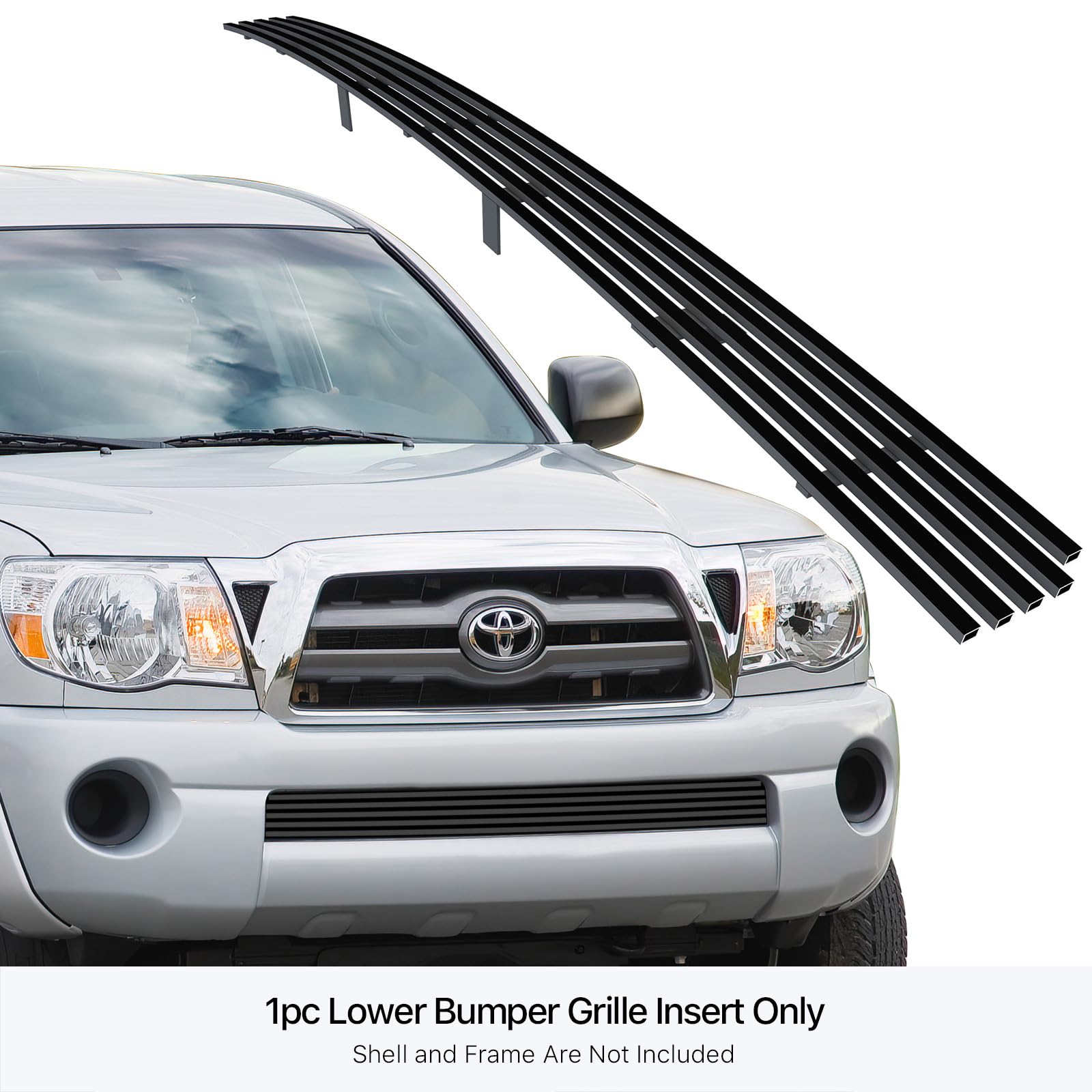 APS Black Billet Front Grill Grille Insert Compatible with Toyota Tacoma 2005-2011 Models - Lower Bumper Replacement - T85461H - Upgrade Your Truck's Style for Off-Road & Daily Driving