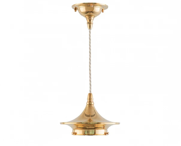 100cm Dahlberg Brass Ceiling Hook with White Textile Cord - Includes Ceiling Mount for Pendant Lights & Home Decor