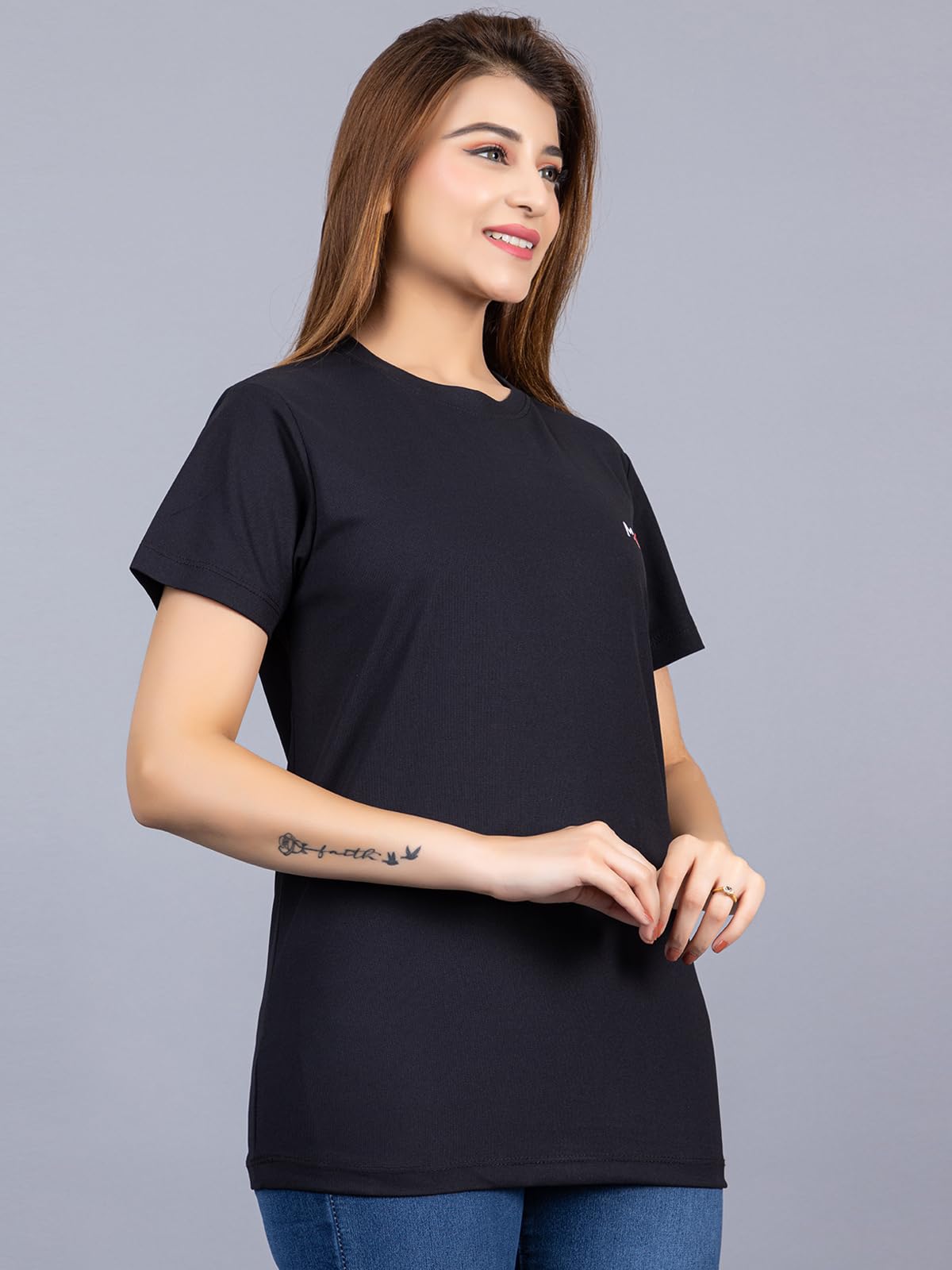 Magknit Women's Trendy Plain Sports T-Shirt - Breathable Summer Tee for Running, Gym & Casual Wear