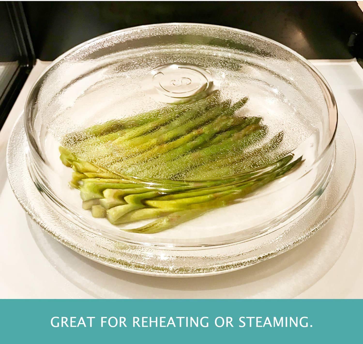 2-in-1 Cover 'n Cook Vented Glass Microwave Plate Cover & Baking Dish - Splatter Guard for Microwave & Oven - BPA-Free, Easy Grip Handle for Baking, Cooking & Serving - Perfect for Meal Prep, Reheating & Family Dinners