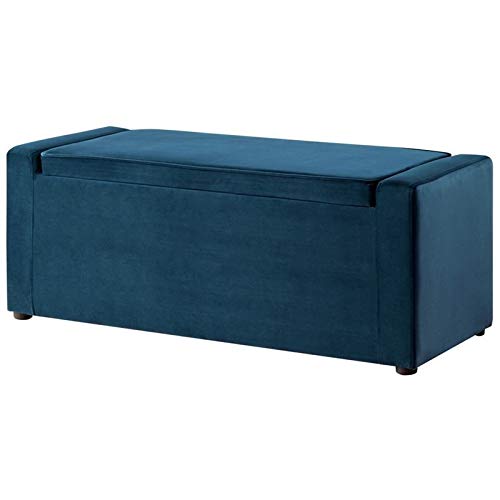Velvet Upholstered Storage Shoe Bench - Blue Entryway Organizer for Hallway & Bedroom | Brika Home Comfortable Seating with Shoe Storage