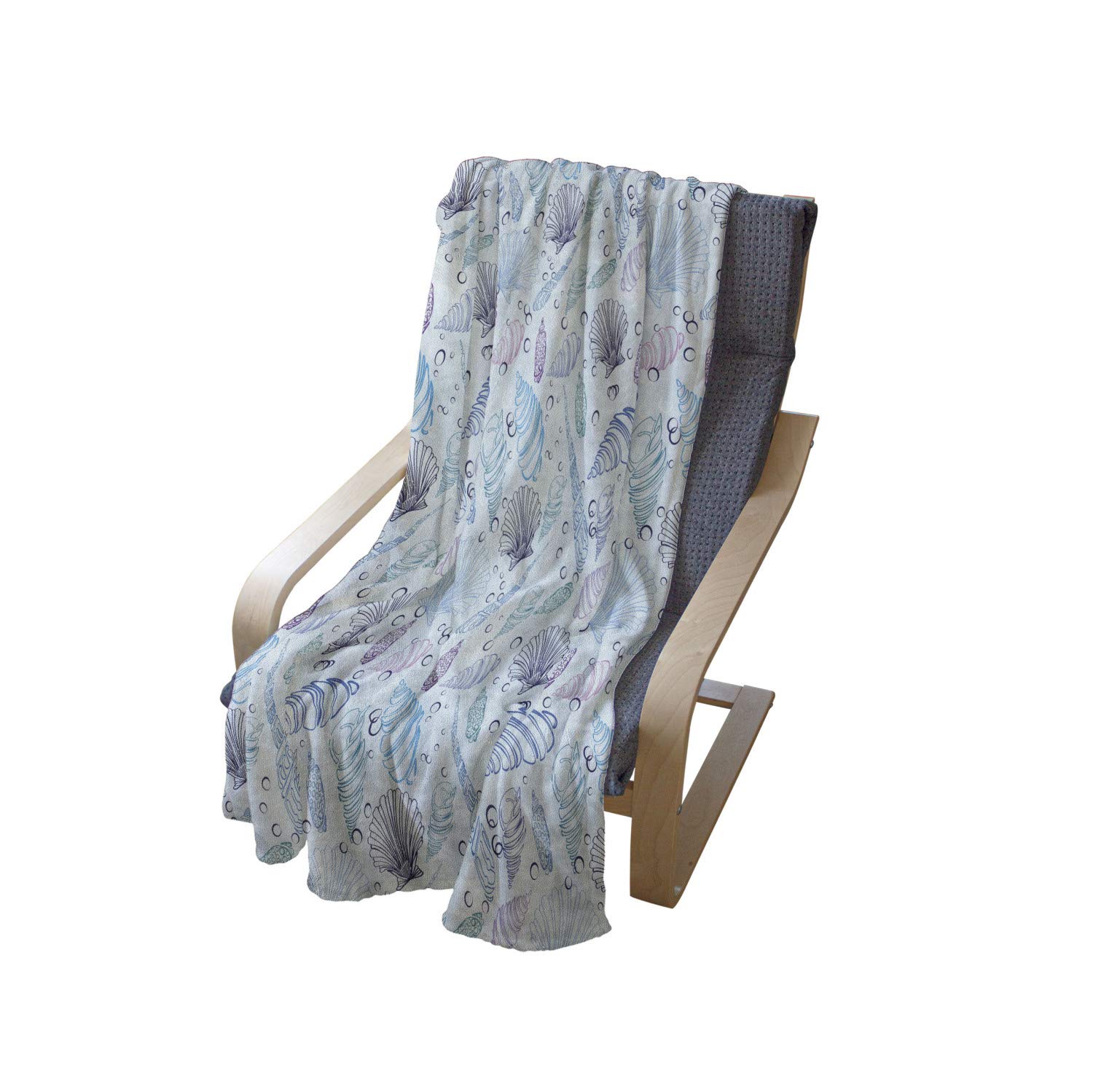 Ambesonne Nautical Throw Blanket - Soft Flannel Fleece Sea Shell & Underwater Bubbles Ocean Print - 50