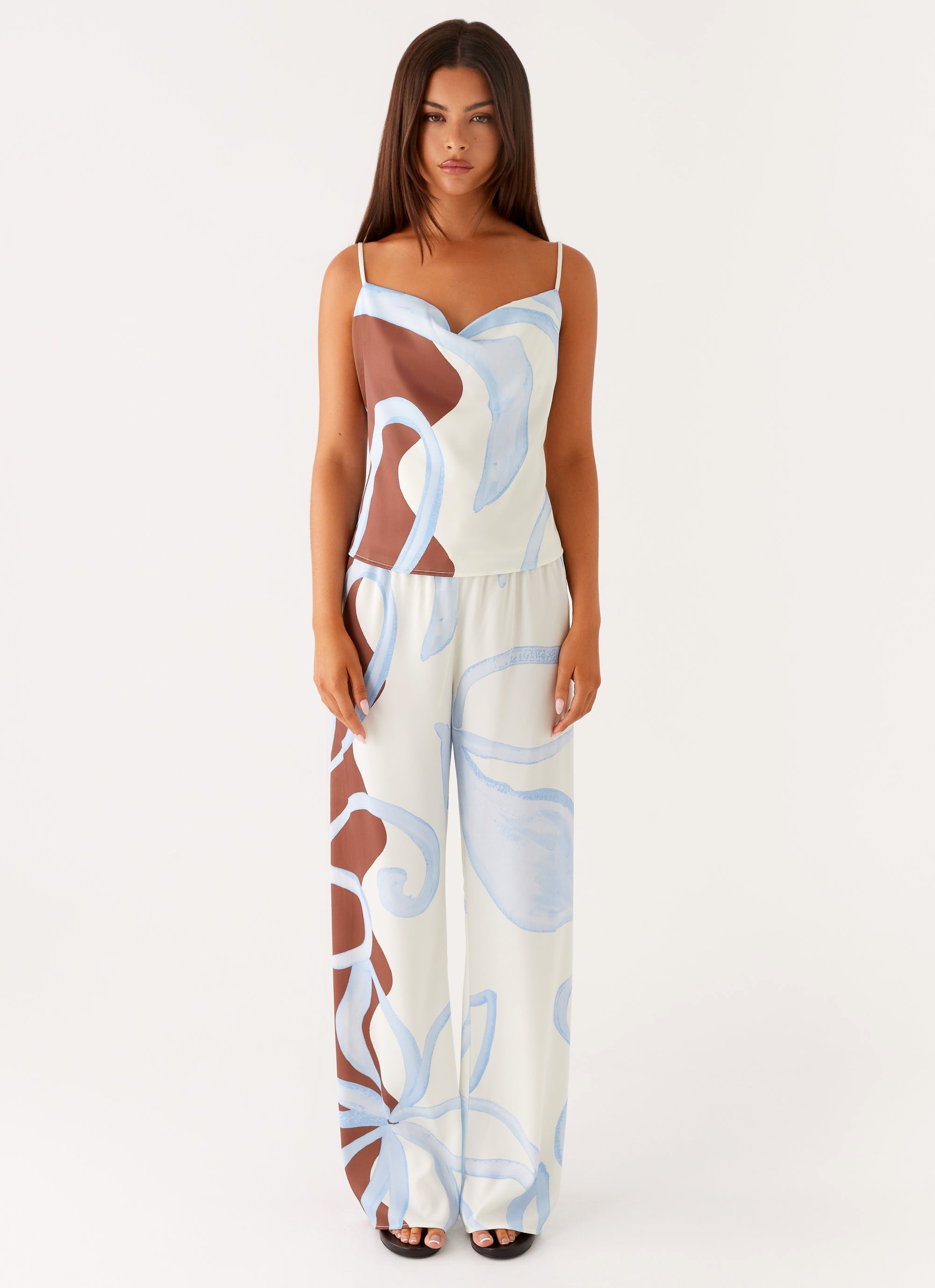 Deacon Low Rise Pants for Women - Stylish Bloom Wave Print Floral Pants | Comfortable Stretch Fabric | Perfect for Casual Wear, Summer Outfits & Beach Vacations