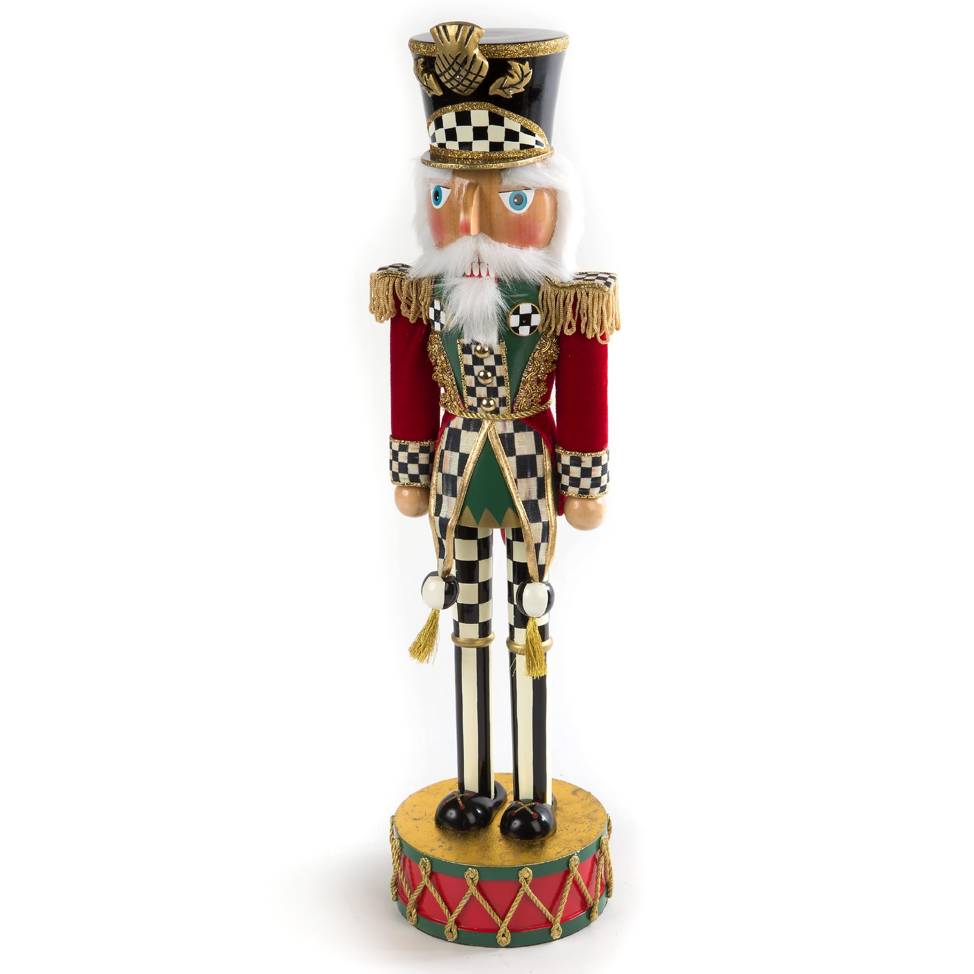MACKENZIE-CHILDS Wooden Nutcracker Figurine - Highland Soldier Christmas Decoration for Home, Tree & Holiday Table Centerpiece