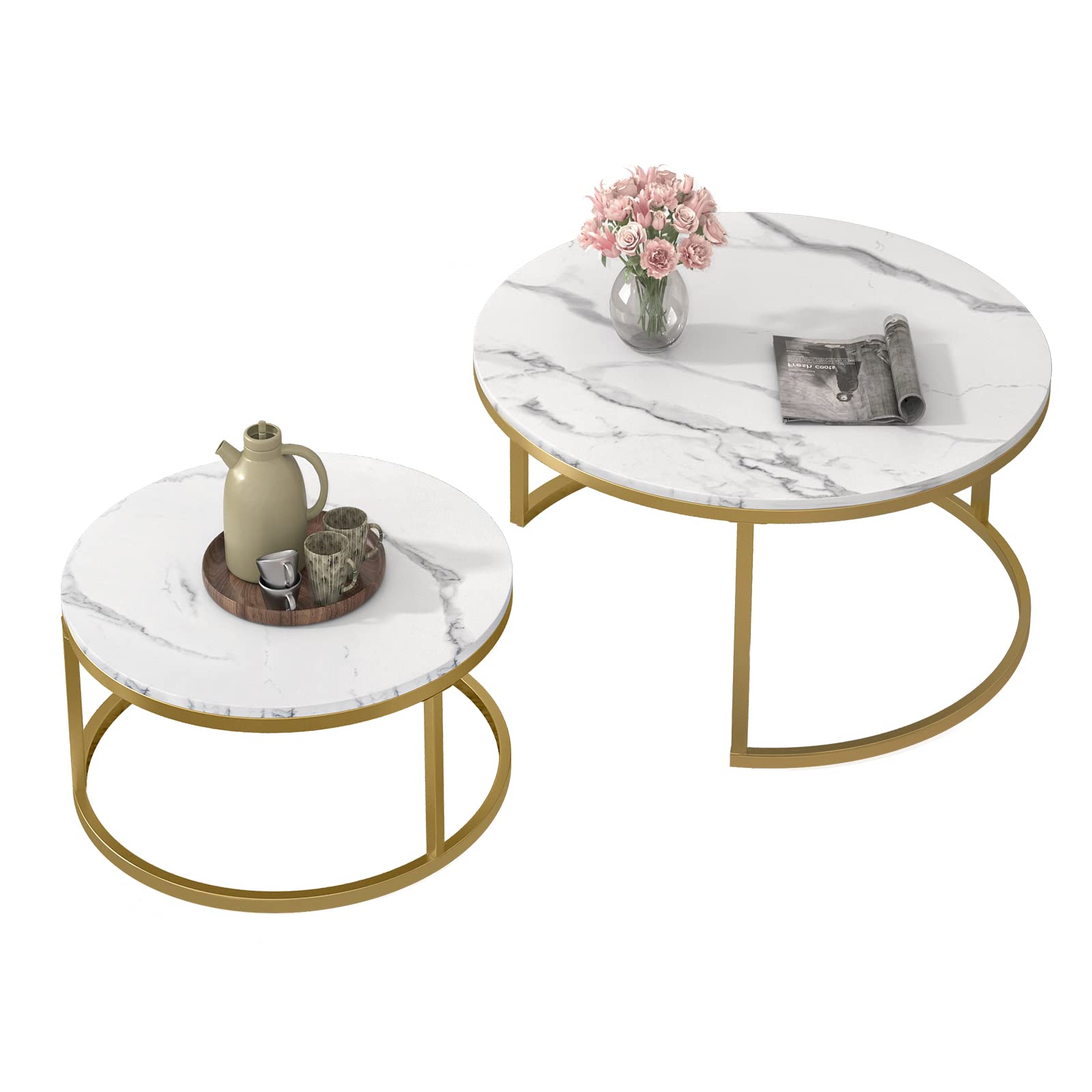 Modern Round Nesting Coffee Table Set of 2 - 32