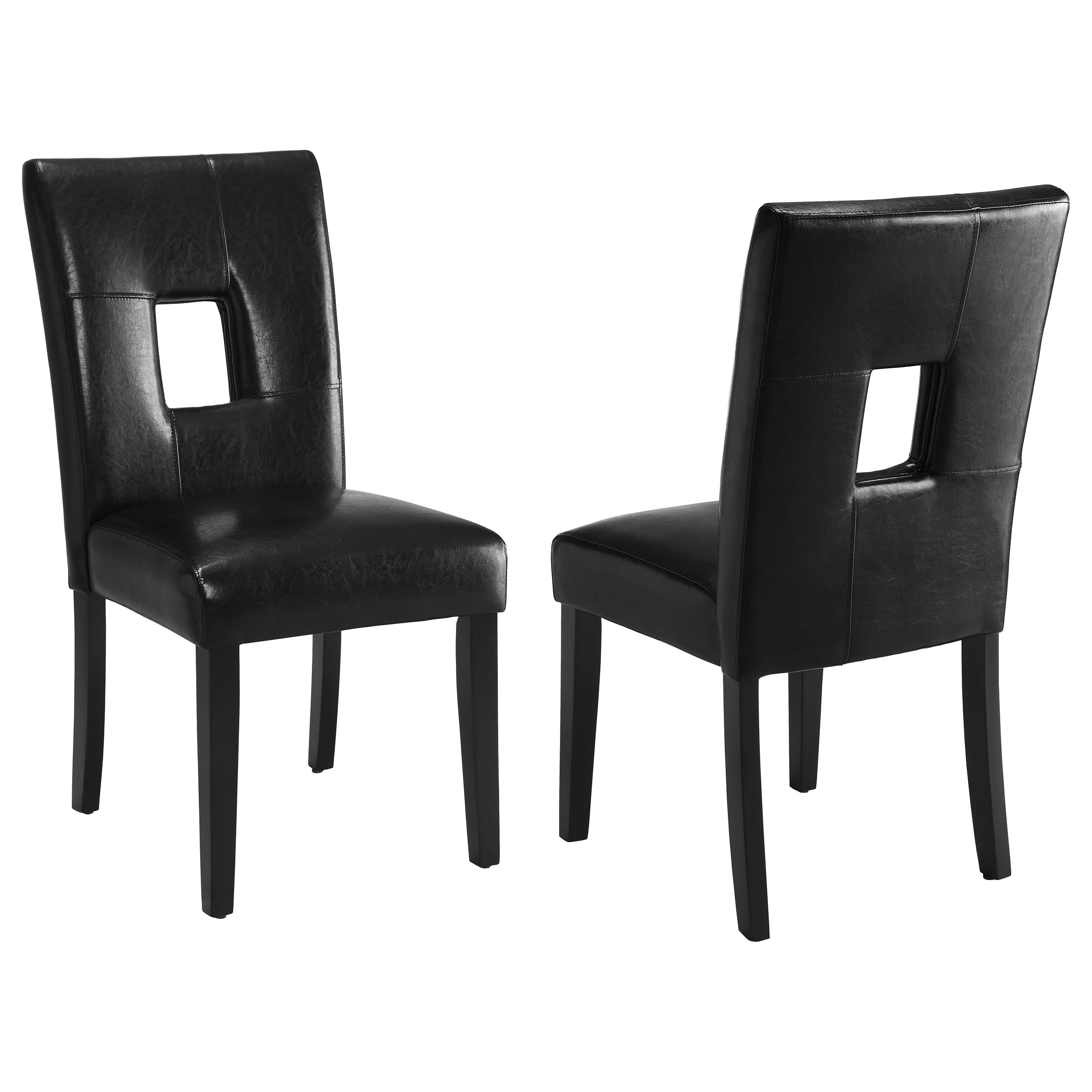Coaster Newbridge Set of 2 Upholstered Dining Chairs in Black - Modern Kitchen & Dining Room Furniture for Home Decor
