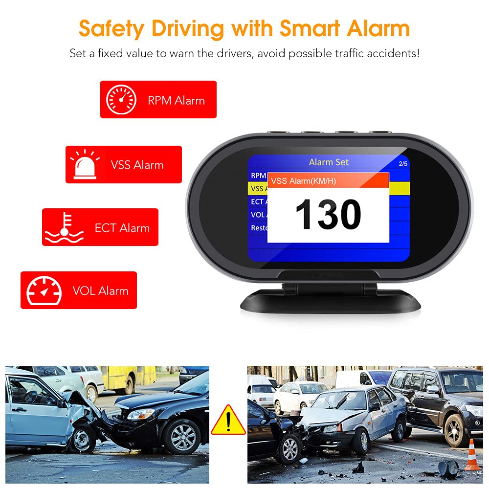OBD2 Scanner - On-Board Diagnostic Tool for Cars - Digital Display with Real-Time Fuel Consumption & Water Temperature Monitoring - Compatible with OBD II Vehicles (Black) - Perfect for DIY Car Diagnostics & Performance Tracking
