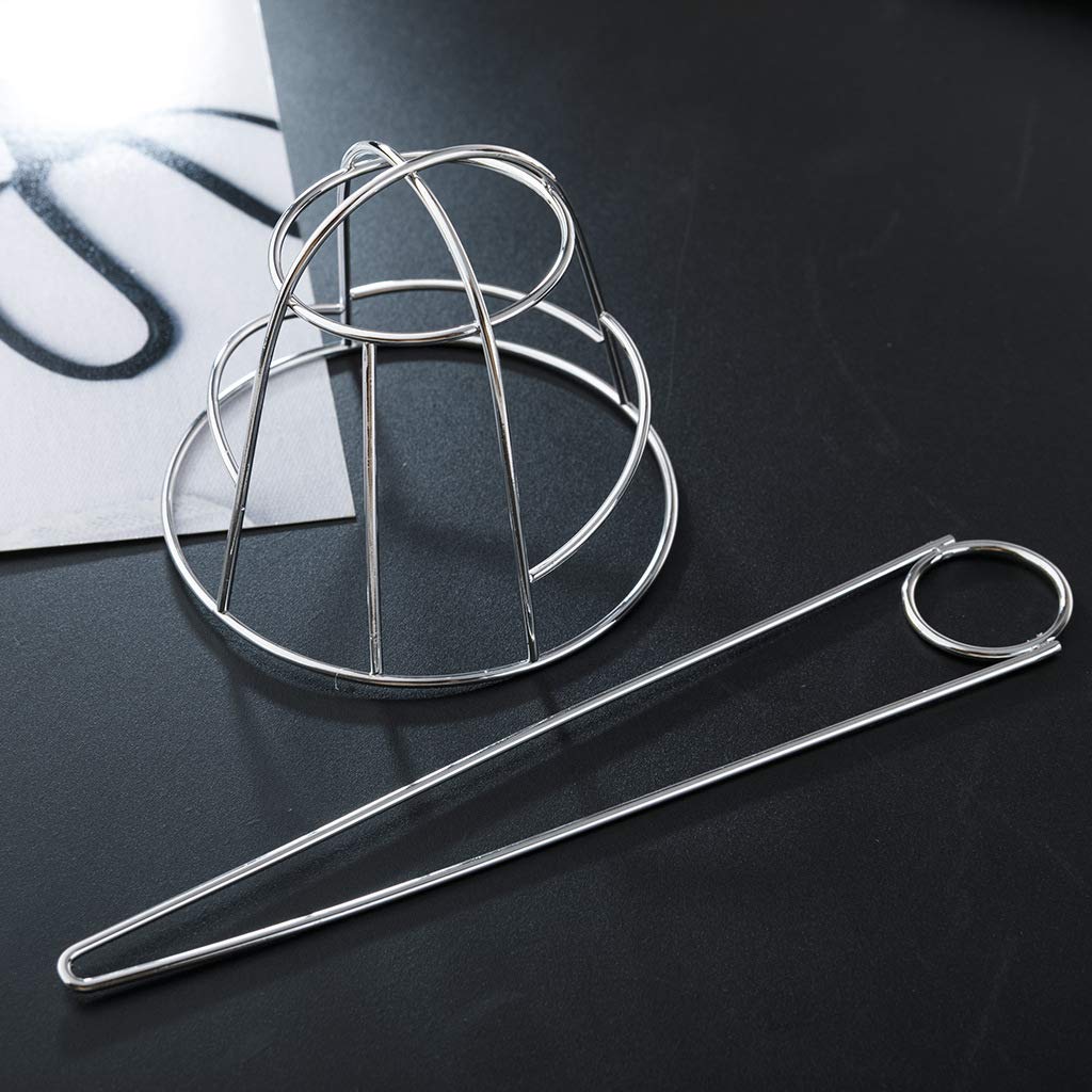 French Hair Bun Cover Cap Holder - Creative Hair Cuff, Stick & Pin - Bowl-Shaped Hollow Hair Clip for Women's Updo (Silver) | Perfect for Weddings, Parties & Everyday Elegant Styles