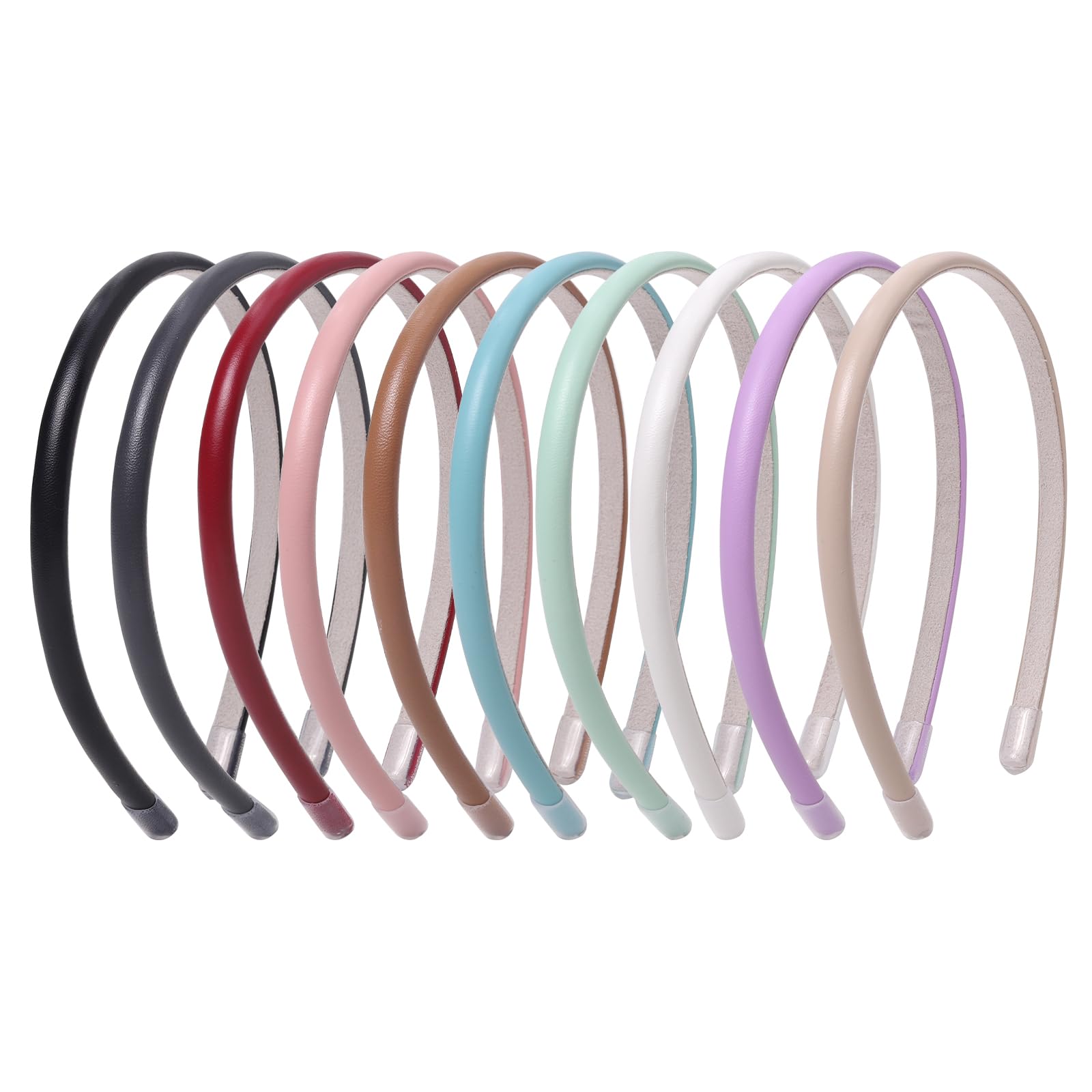 Fishdown Thin Headbands for Women & Girls - Skinny Solid Leather Headband Hair Accessories for Work, Yoga, Running & Daily Wear