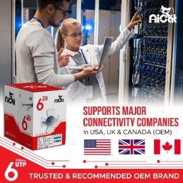 Premium AiCat Cat6 Ethernet Cable 1000ft (Blue) - 23 AWG CMR Rated, Solid Bare Copper Wire, Noise-Reducing Cross Separator - 550MHz/10Gbps Speed, PoE++ UTP LAN Cable - Ideal for Home Networking, Office Setup & Gaming
