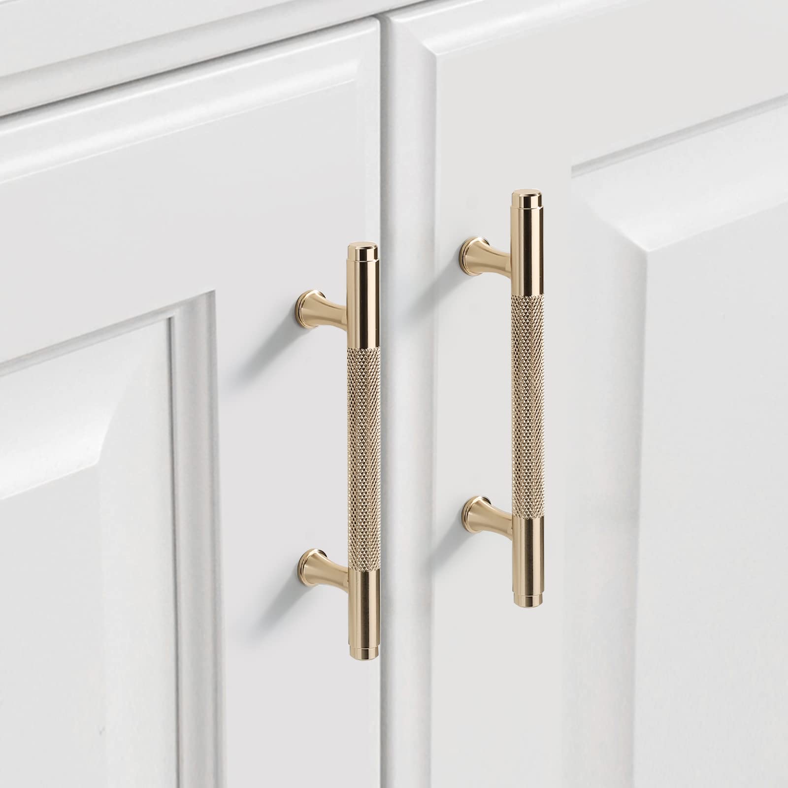 10-Pack Gold Knurled Cabinet Handles - 3.75