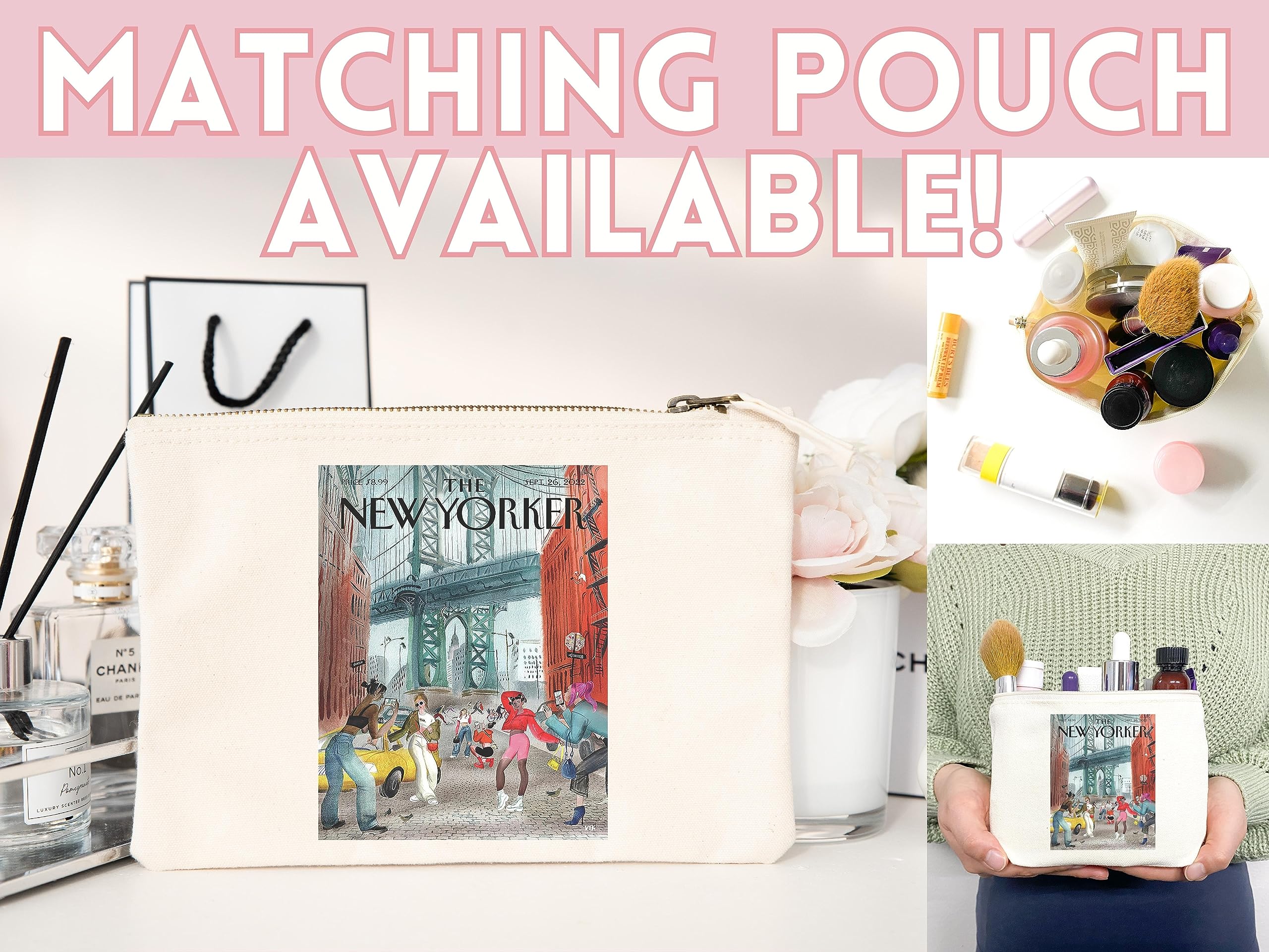 Stylish New Yorker Magazine Tote Bag - Artistic NYC Themed Canvas Shopper - Perfect for Work, Travel & Everyday Use (Tote Bag Only)