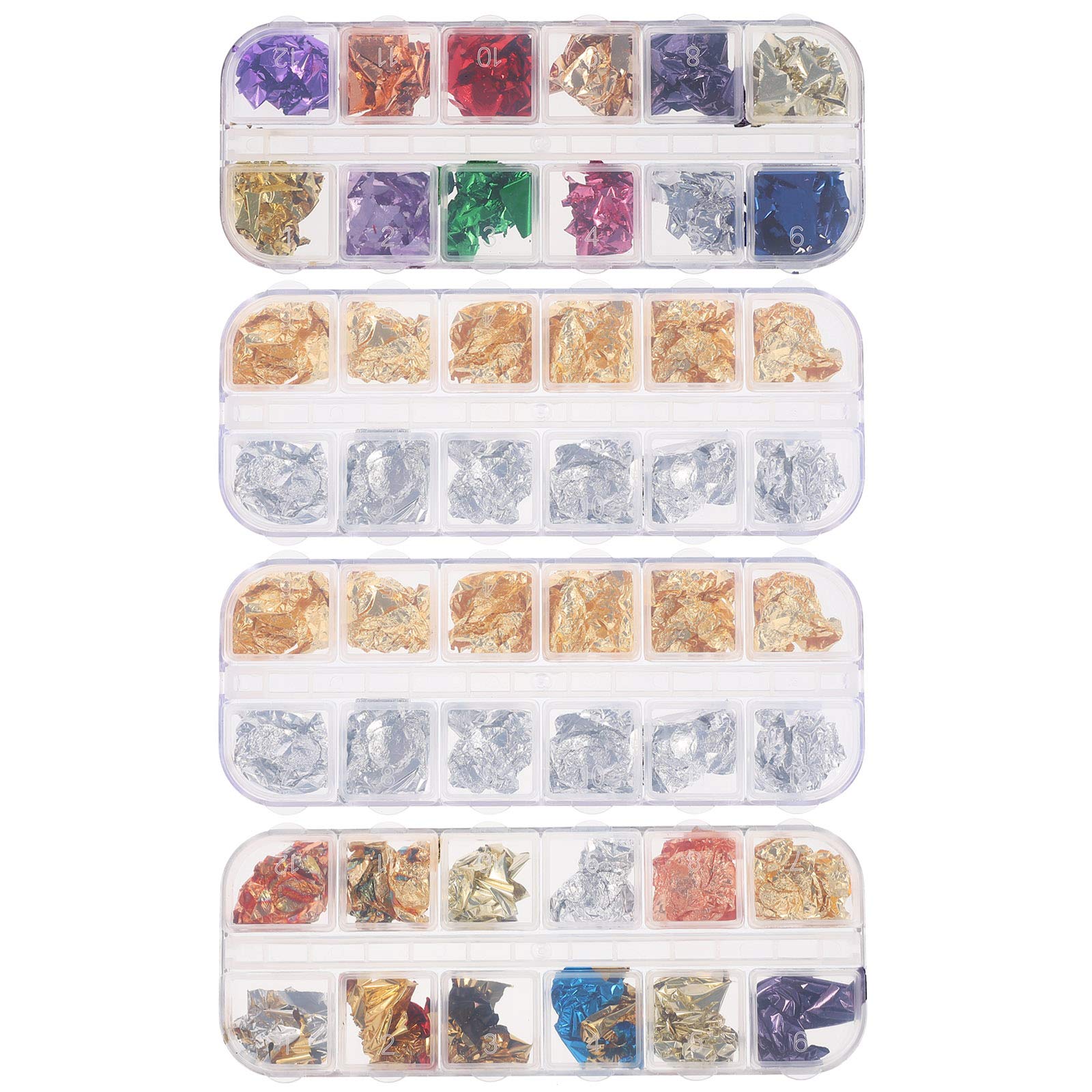 4 Boxes DIY Nail Art Foil Decorations - Metallic Glitter Sequins for Manicure & Nail Art Design - Perfect for Home Salon, Parties, and Special Occasions