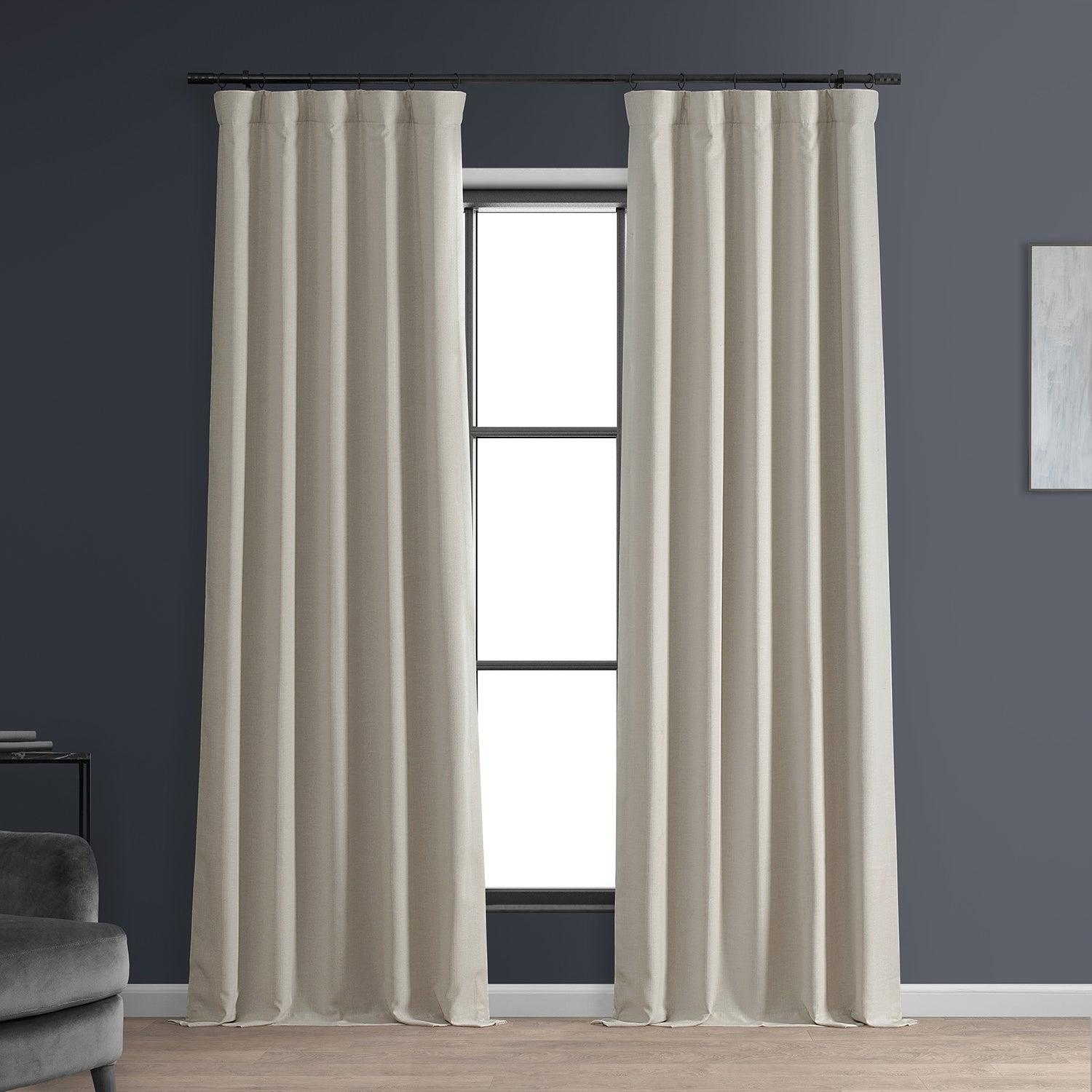 Caravan Beige Faux Linen Blackout Curtains for Bedroom & Living Room - Thermal Insulated Window Drapes for Hotels, Home Decor, and Light Blocking
