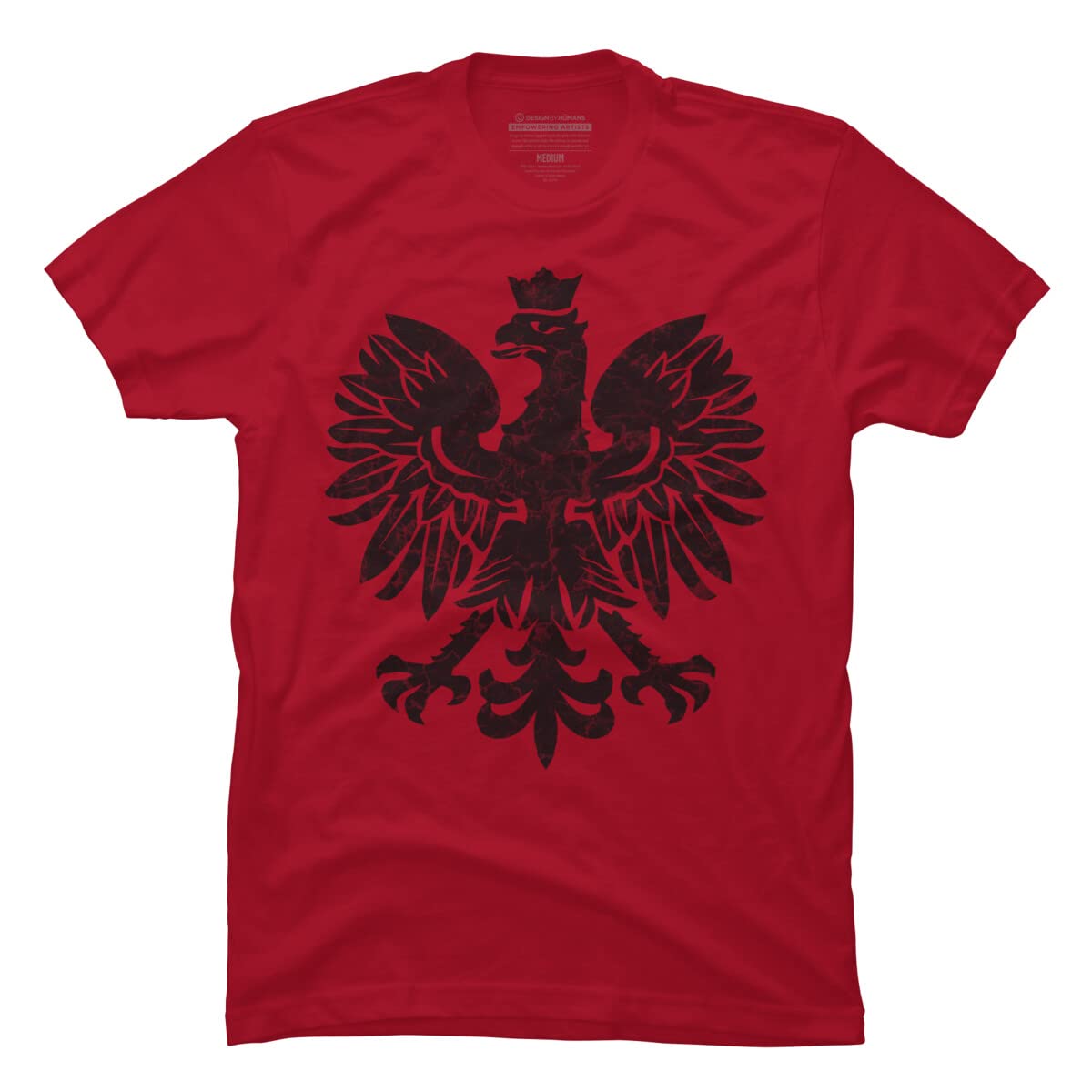 Design By Humans Men's Polish Eagle Black Halftone Graphic T-Shirt - Snazzygaz Art Print Tee - Casual Streetwear for Everyday Wear & Patriotic Events