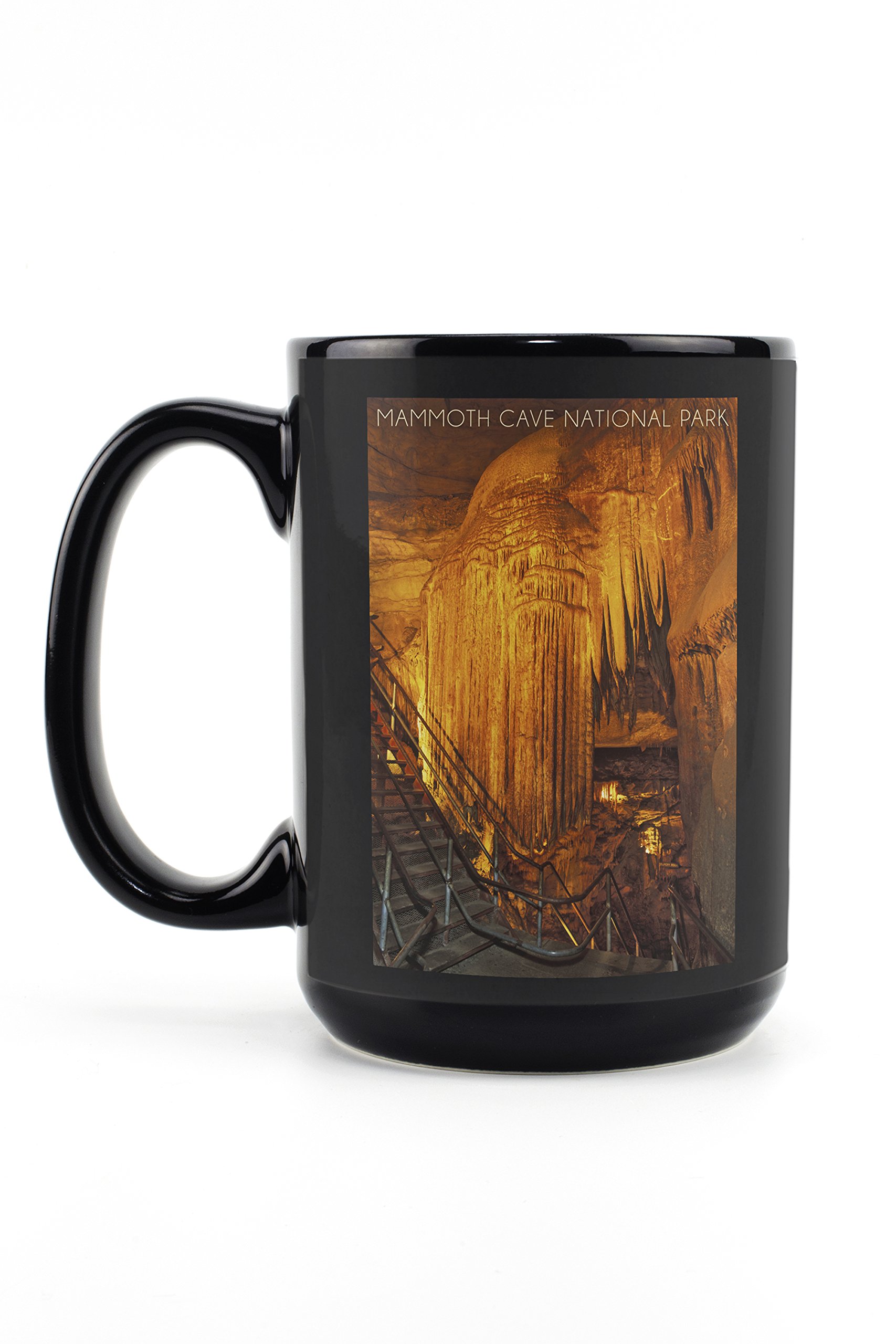 Lantern Press Mammoth Cave Kentucky Frozen Niagara 15oz Black Ceramic Coffee Mug - Microwave & Dishwasher Safe - Perfect for Camping, Office & Home Use