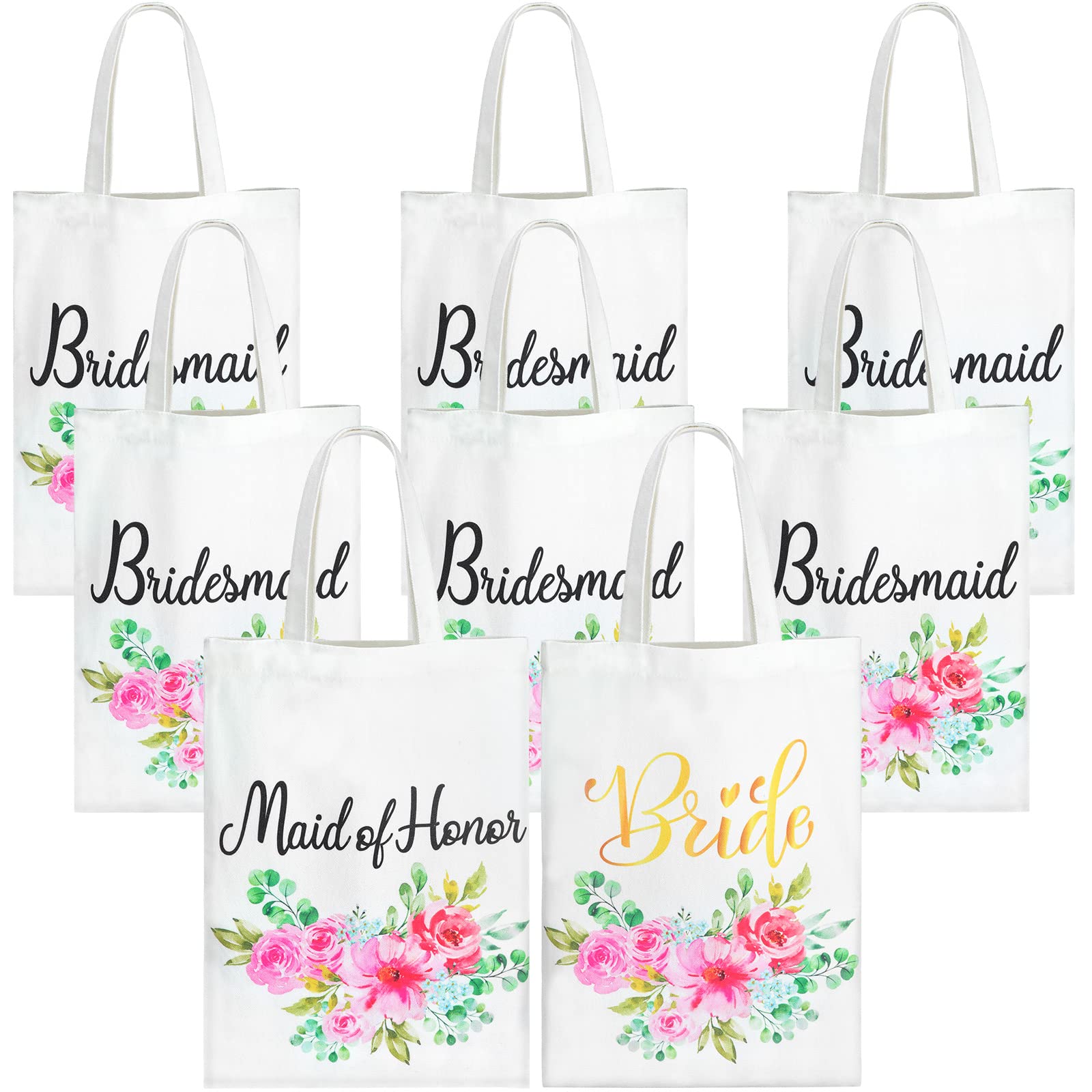8-Piece Bachelorette Party Tote Bags Set - Bride Canvas Tote, Bridal Shower Gift Bags, Wedding Maid of Honor Tote - Perfect for Bachelorette Parties, Bridal Showers & Wedding Favors