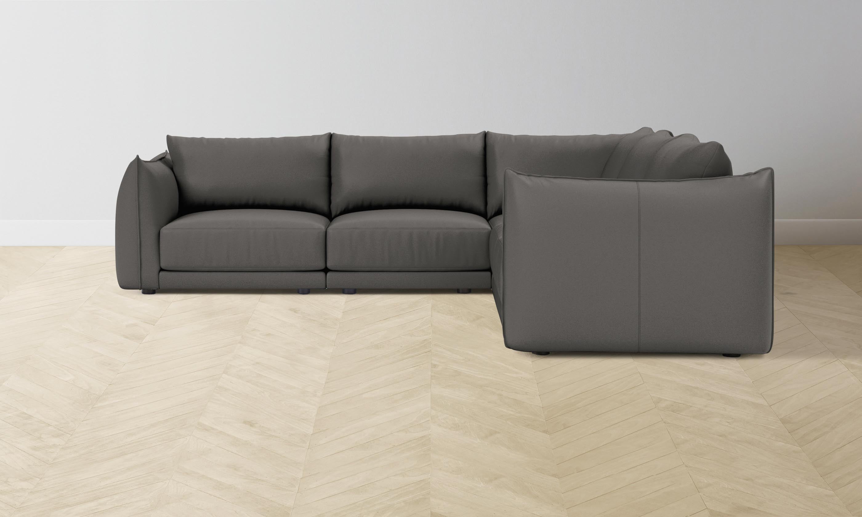 The Jones Modular Sectional Sofa - Pebbled Leather in Ash Gray | Modern Living Room Furniture for Home & Office Comfort