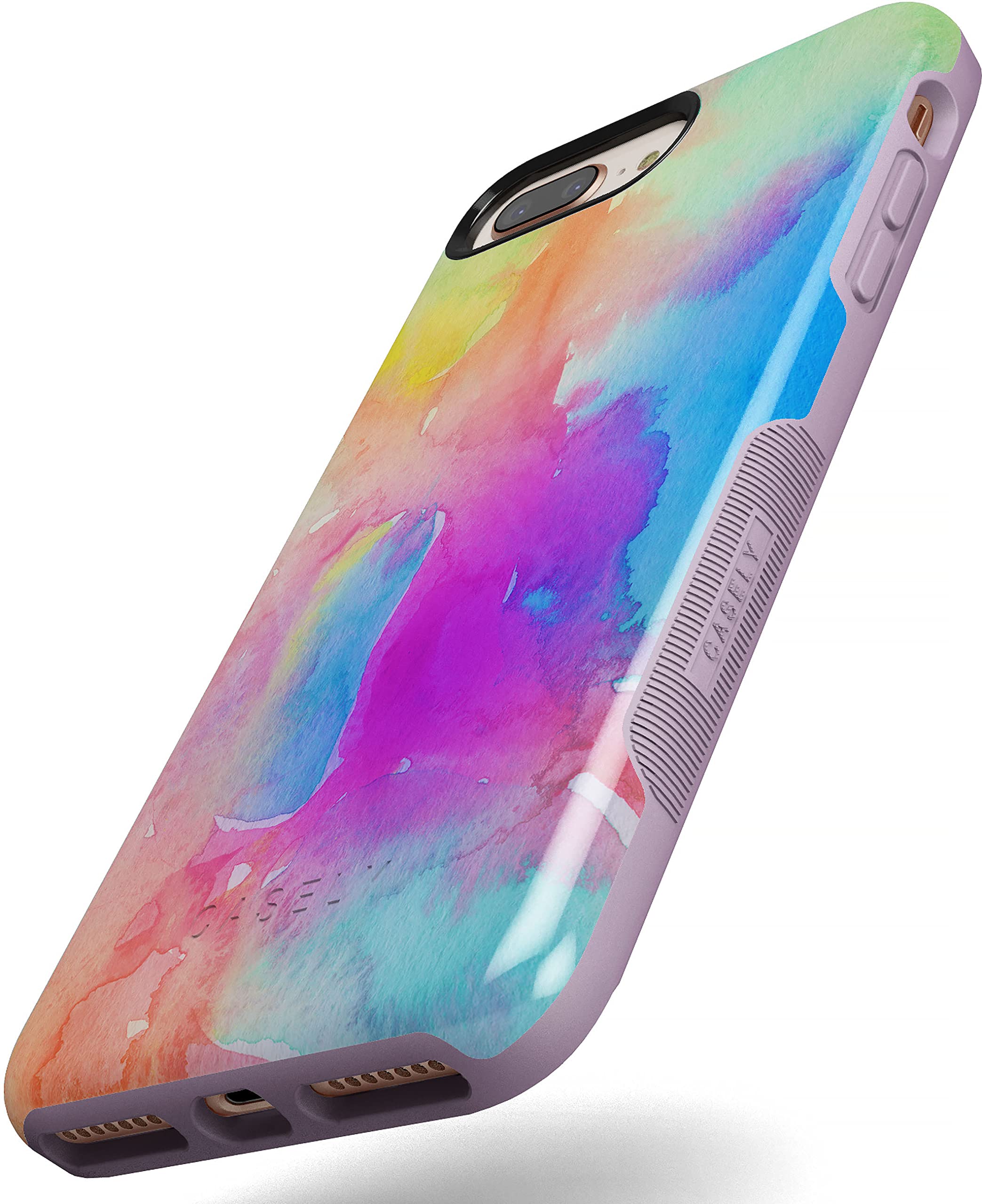 Casely iPhone 6/7/8 Plus Case - Cute Rainbow Marble Phone Cover | Protective Slim Fit Shockproof Case for Women & Girls | Perfect for Everyday Use, Work & School