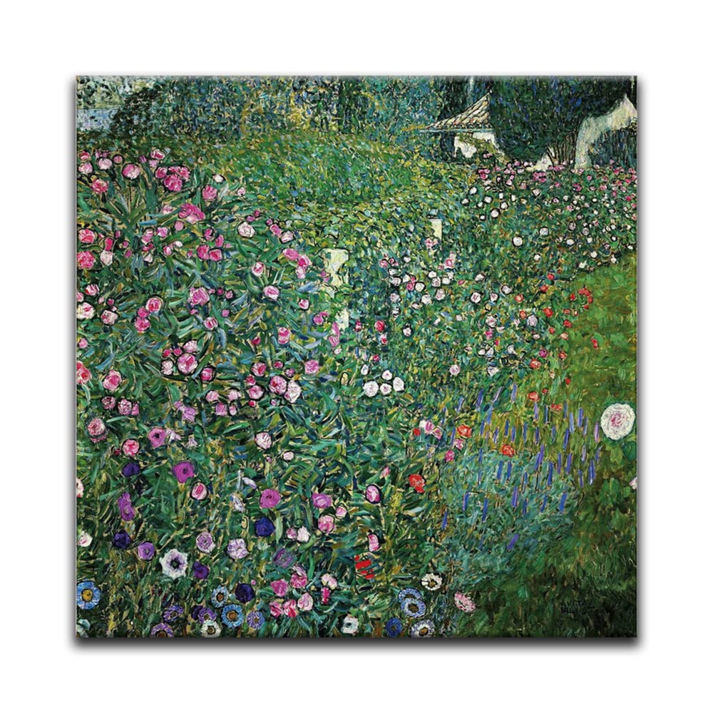Gustav Klimt Canvas Wall Art - Abstract Flower Prints, Landscape Painting, Symbolism Poster for Living Room Decor (24x24 Inch Framed) | Perfect for Home, Office & Gallery Wall Display