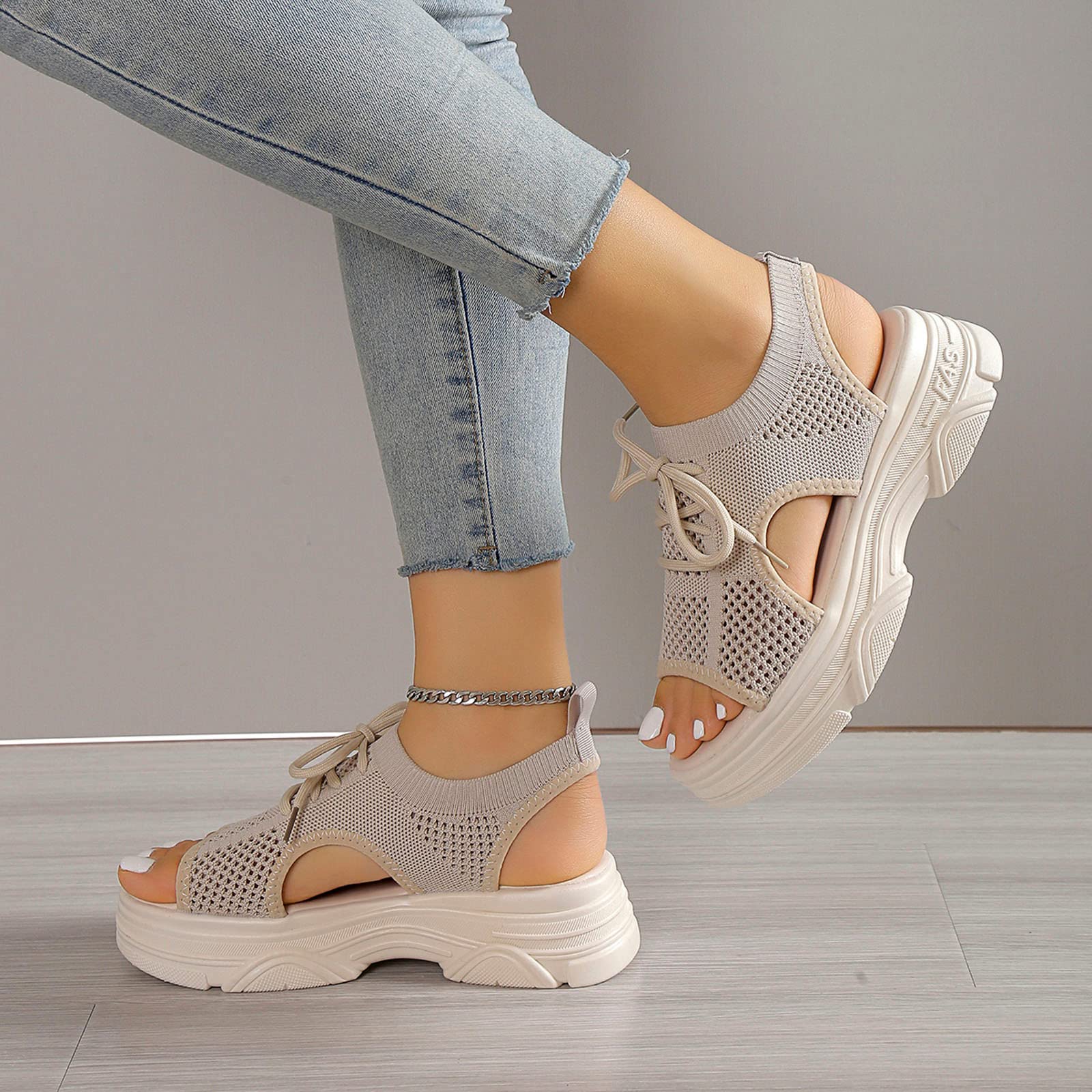 Women's Orthopedic Wedge Sandals with Ankle Strap - Open Toe Platform Sandals for Summer, Casual & Beach Wear - Comfortable Slip-On Strappy Sandals for Walking, Travel, and Outdoor Activities