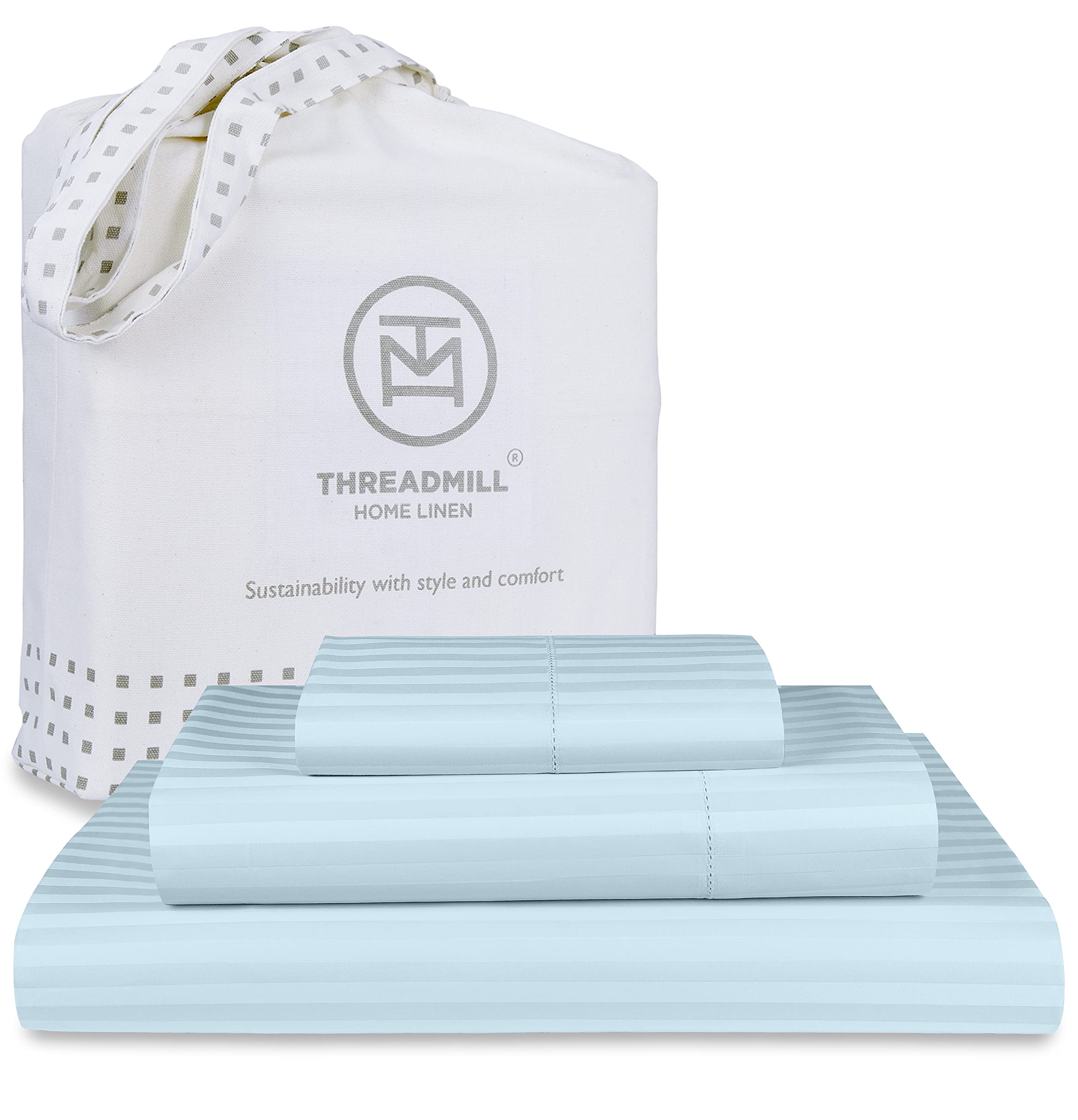Premium 600 Thread Count Twin XL Cotton Sheets Set - 100% Cotton, 15
