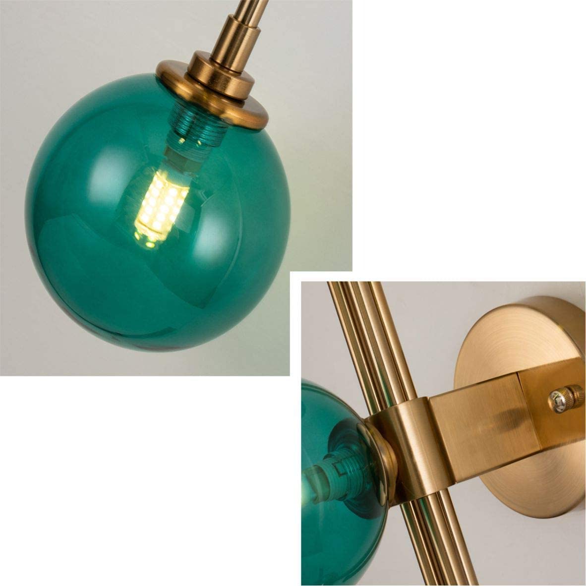 Modern 3-Light Globe Wall Sconce - Indoor Wall Lamp Fixture with Glass Shades, Simple Postmodern Design for Luxury Living Room, Bedroom, or Hallway Lighting - Perfect for Nordic Style Home Decor and Background Wall Illumination