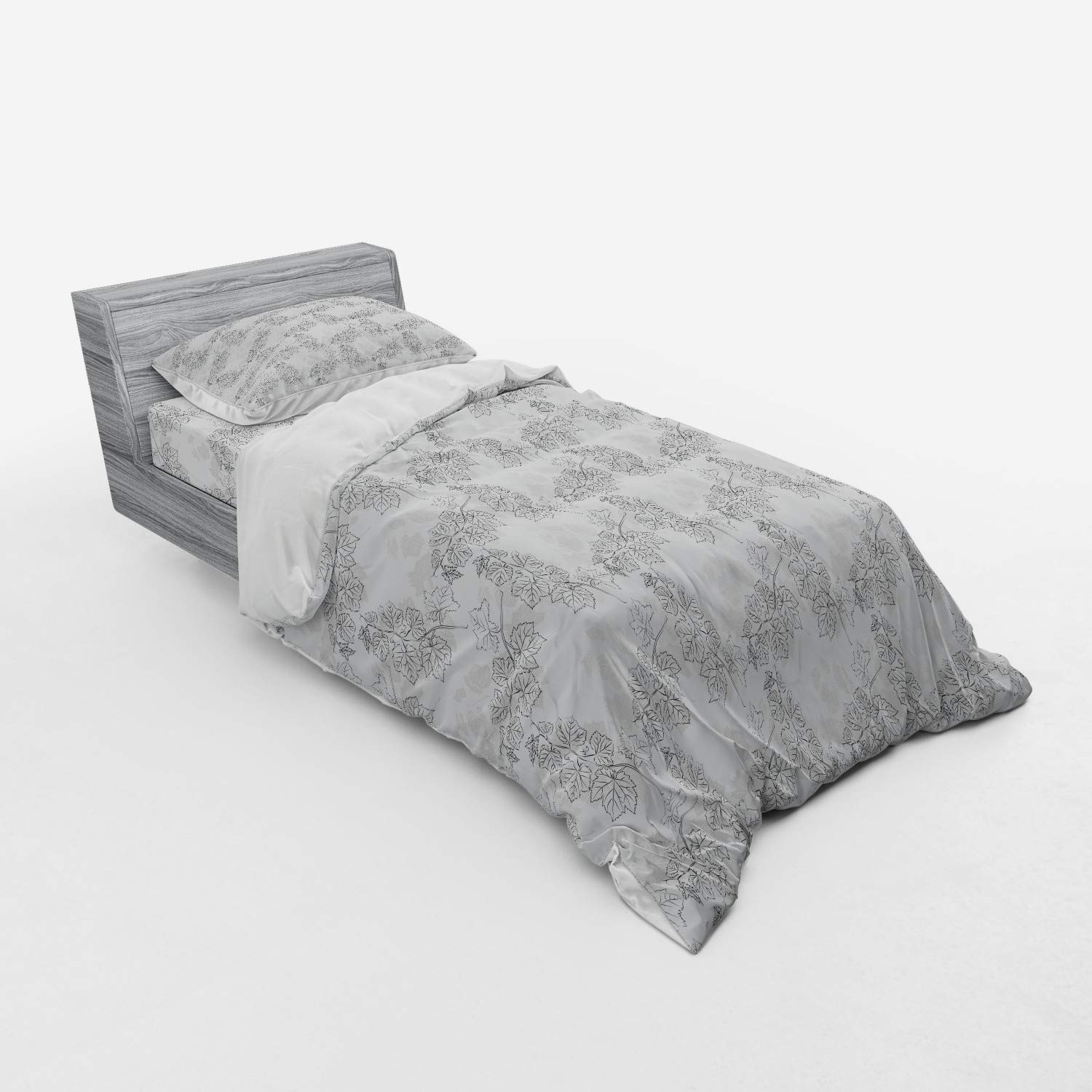 Ambesonne Grey 3-Piece Twin XL Bedding Set - Spherical Disc Design Duvet Cover with Sham & Fitted Sheet | Modern Geometric Print for Guest Room, Dorm, or Apartment | White Gainsboro Cotton Blend