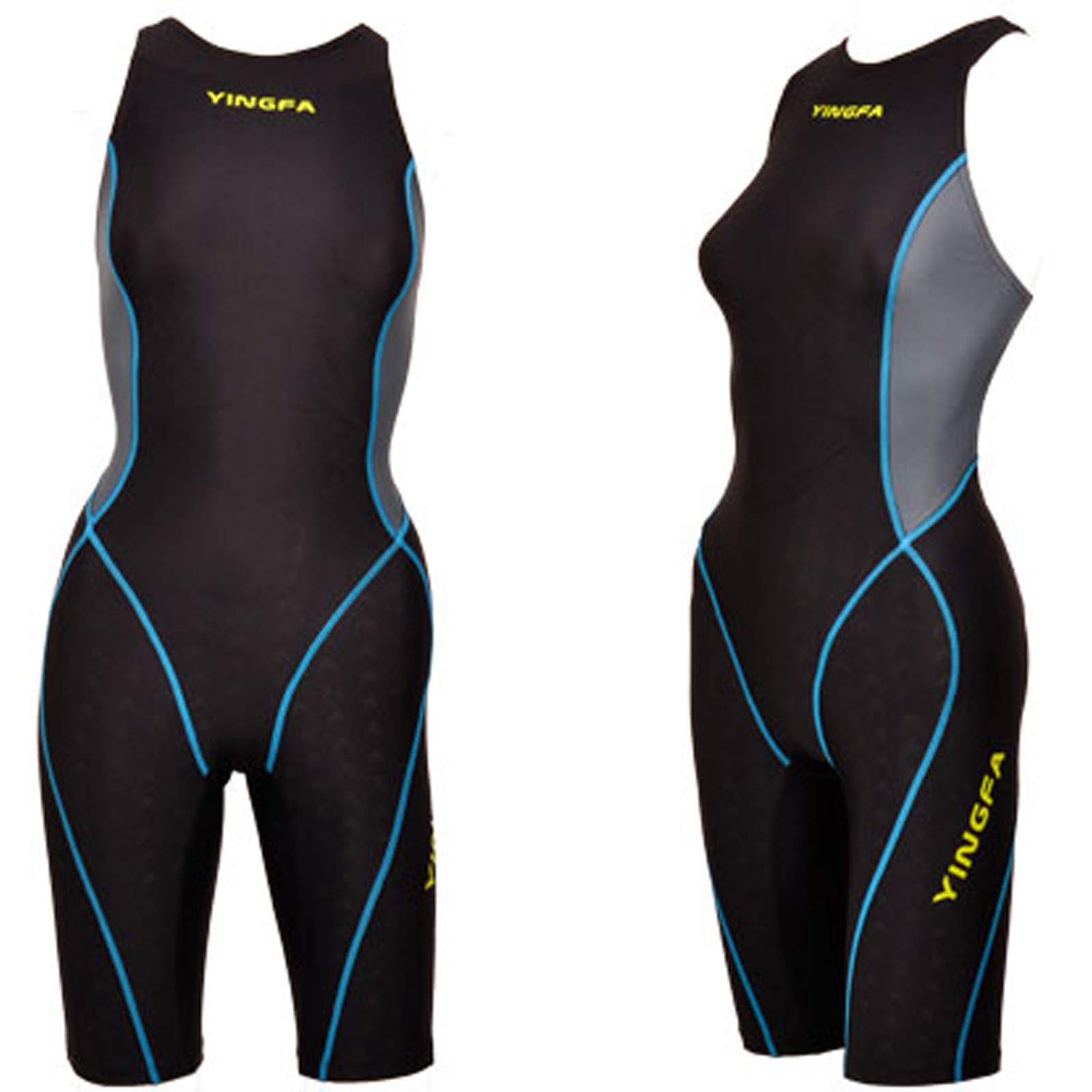One Piece Racing Swimsuits for Girls - Kneeskin Technical Training Swimwear Size 32 (US Women's 4-6 / China XL) - Black/Blue - Perfect for Competitive Swimming & Swim Team Practice