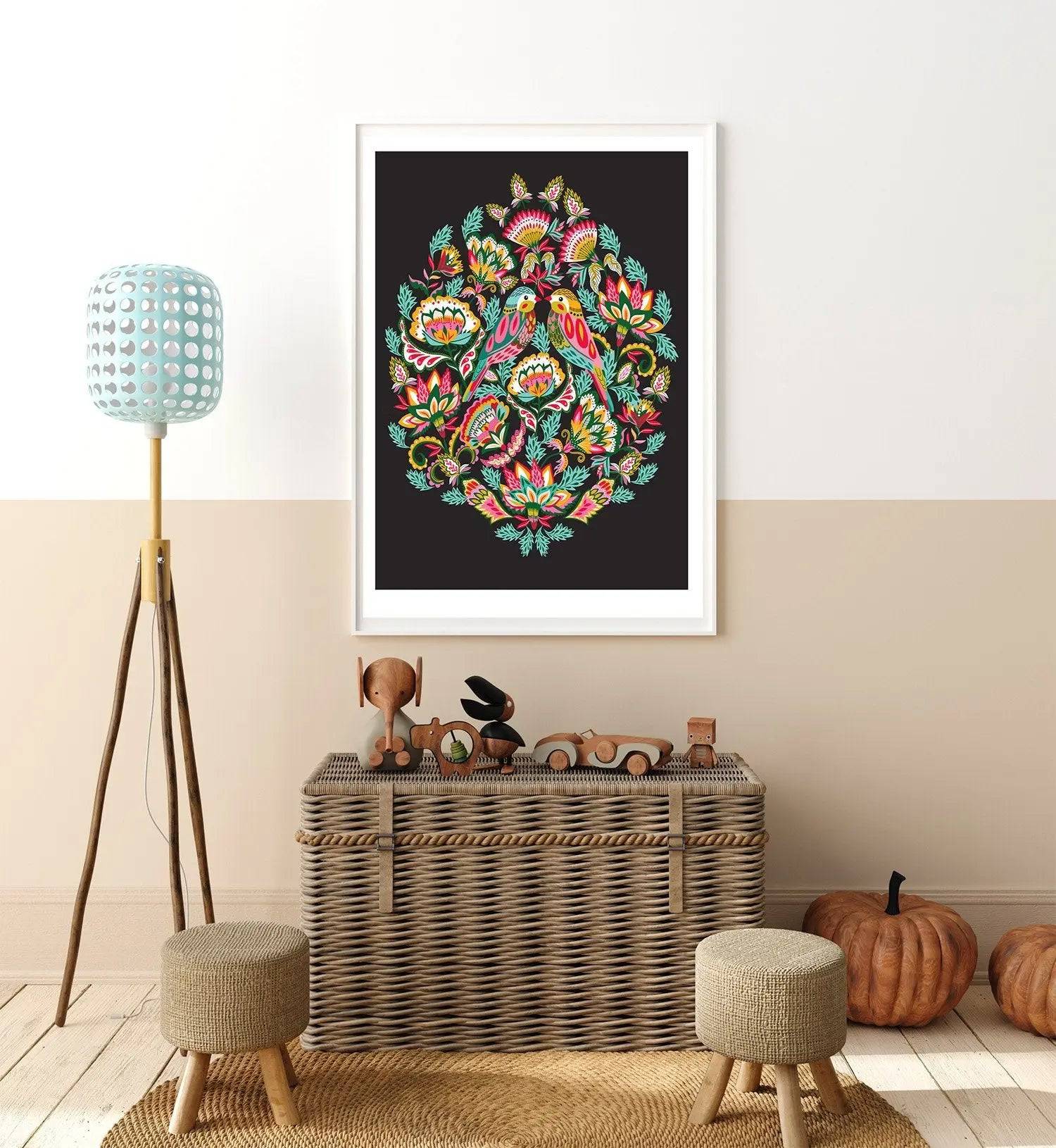Bejeweled Birds Modern Wall Art Print - Vibrant Home Decor for Living Room, Bedroom & Office - Perfect Gift for Bird Lovers