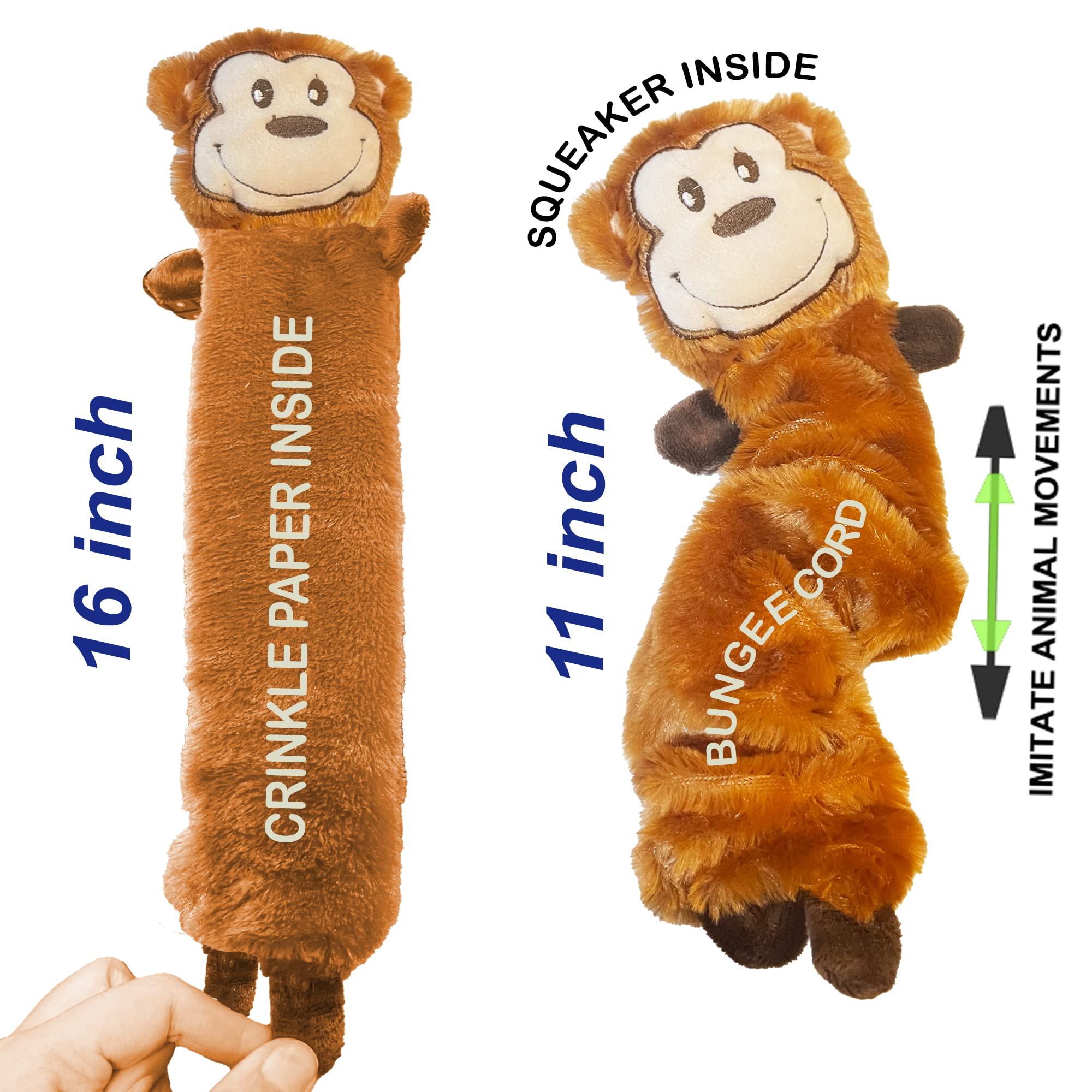5 Pack Durable Dog Bungee Chew Toys with Squeaker & Crinkle Paper - No Stuffing Mess-Free Design - Interactive Play for Puppies & Adult Dogs - Perfect for Fetch, Training & Indoor/Outdoor Playtime