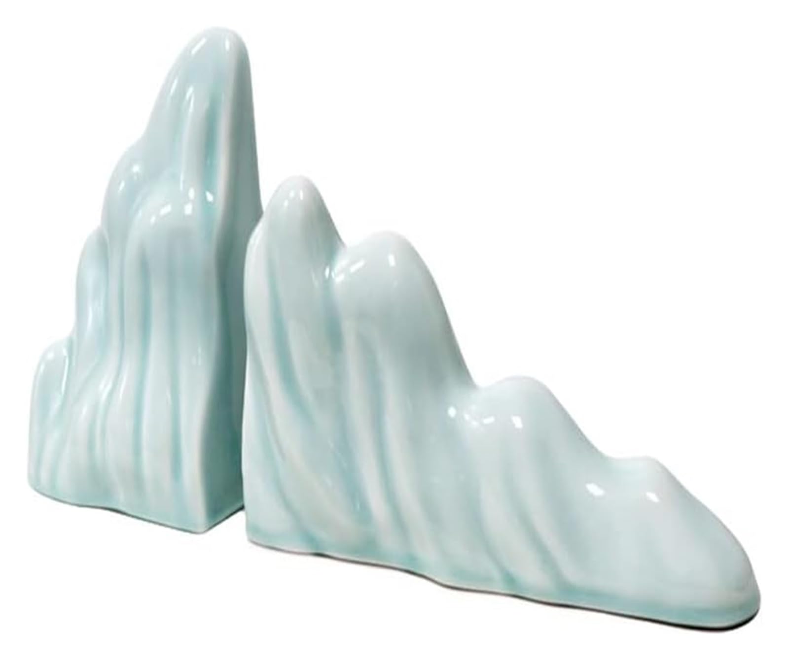 Chinese-Style Ceramic Bookends - Decorative Rockery Bookends for Study & Office, Non-Slip Book Holder for Bookshelf, Perfect Gift for Elders & Colleagues | Ideal for Home Library, Office Desk, and Bookshelf Organization