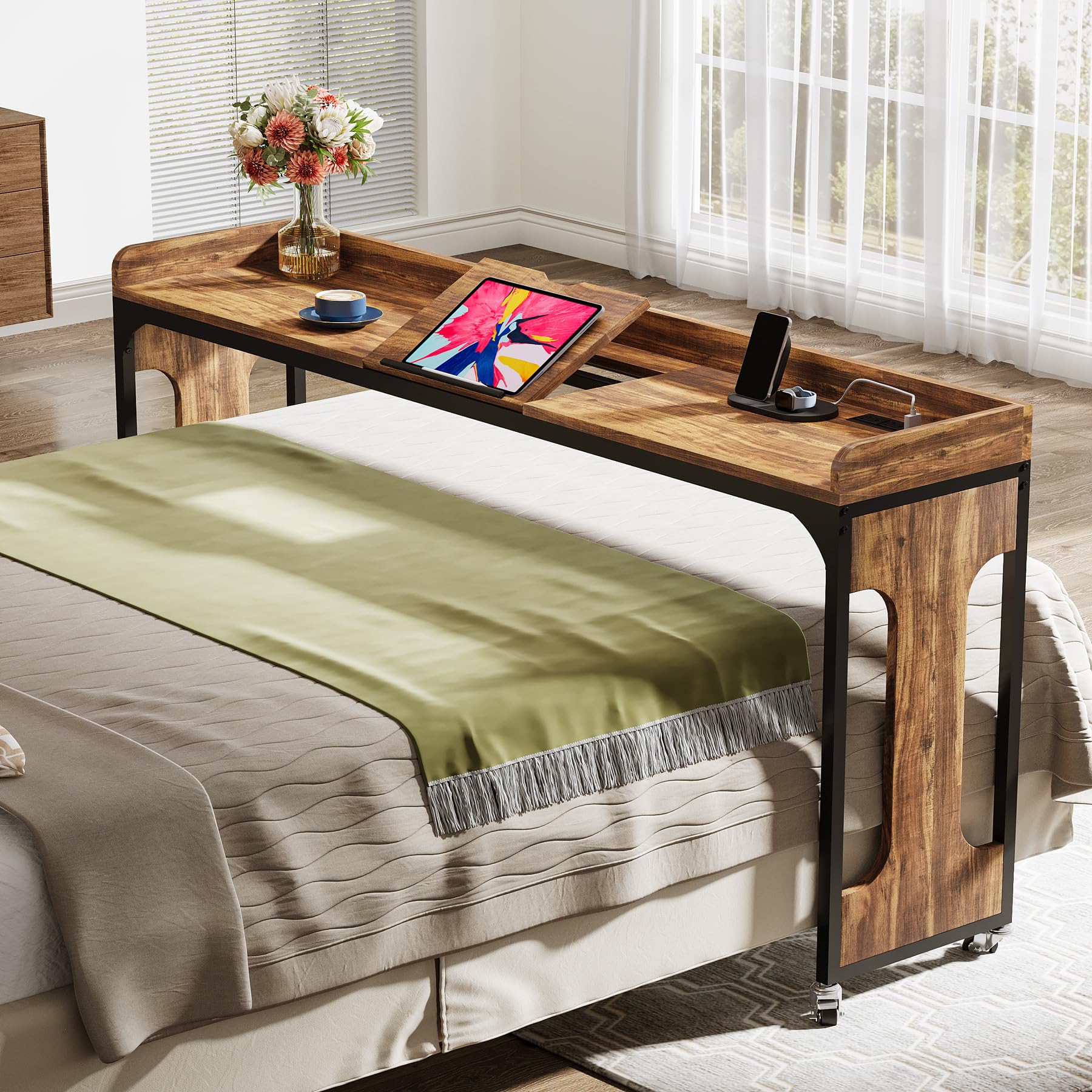 Tribesigns Overbed Table with Wheels - 71