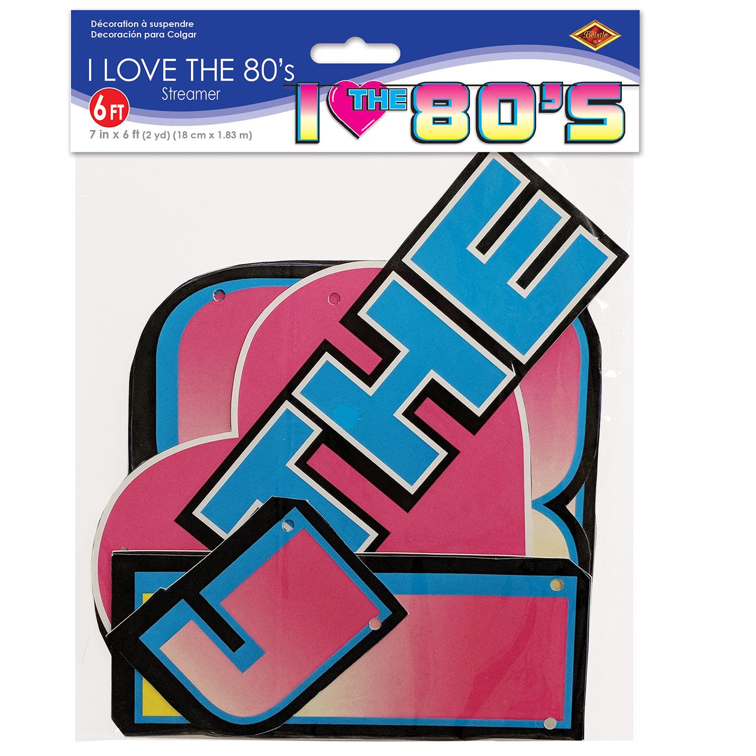 12 Pack Beistle I Love The 80's Party Streamers - Colorful Retro Decorations for 80s Theme Parties, Birthday Celebrations & Nostalgic Events