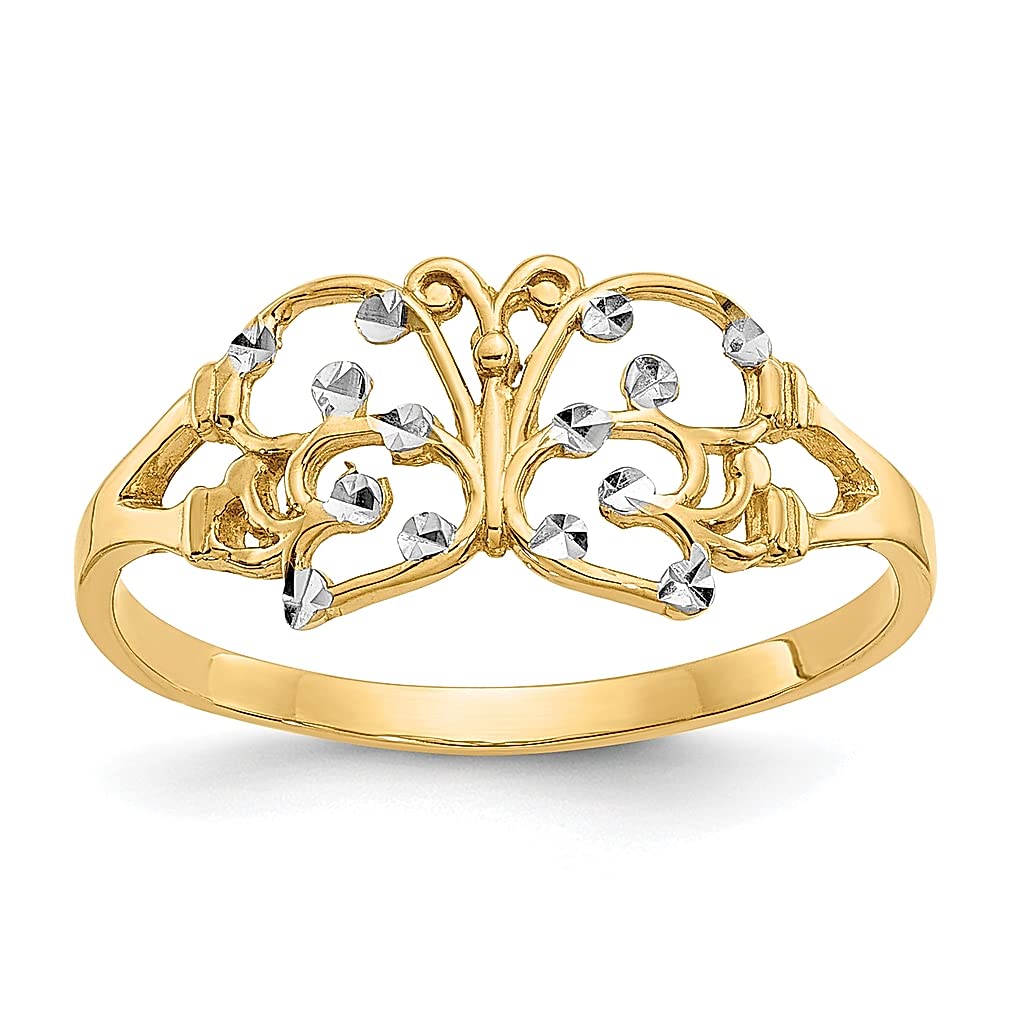14K Yellow Gold Butterfly Ring for Women - Elegant Fine Jewelry Gift for Her - Perfect for Birthdays, Anniversaries & Special Occasions