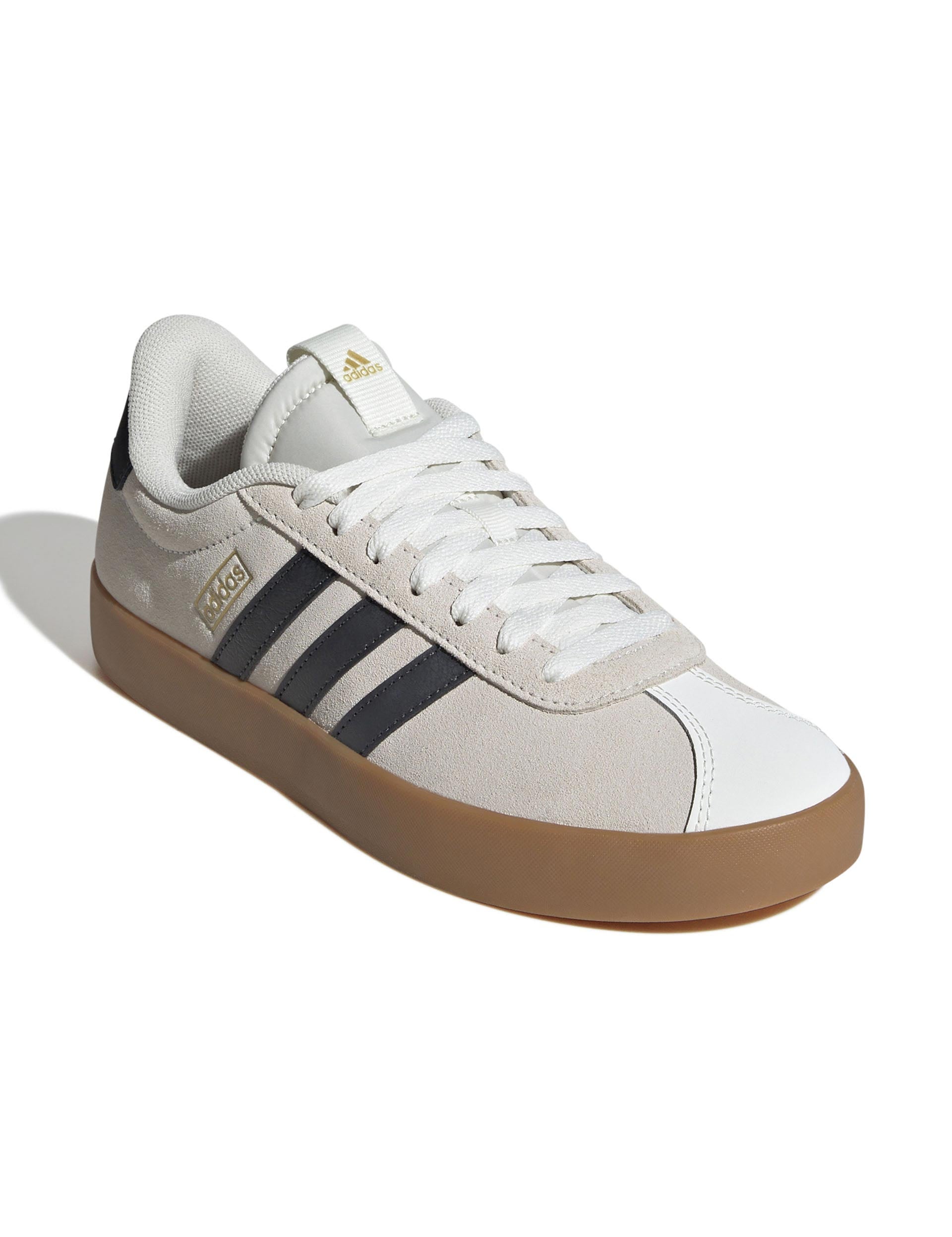 VL Court 3.0 Women's Tennis Shoes - Off White/Grey Six/Gold Metallic - Lightweight Athletic Sneakers for Running, Gym Workouts & Casual Wear