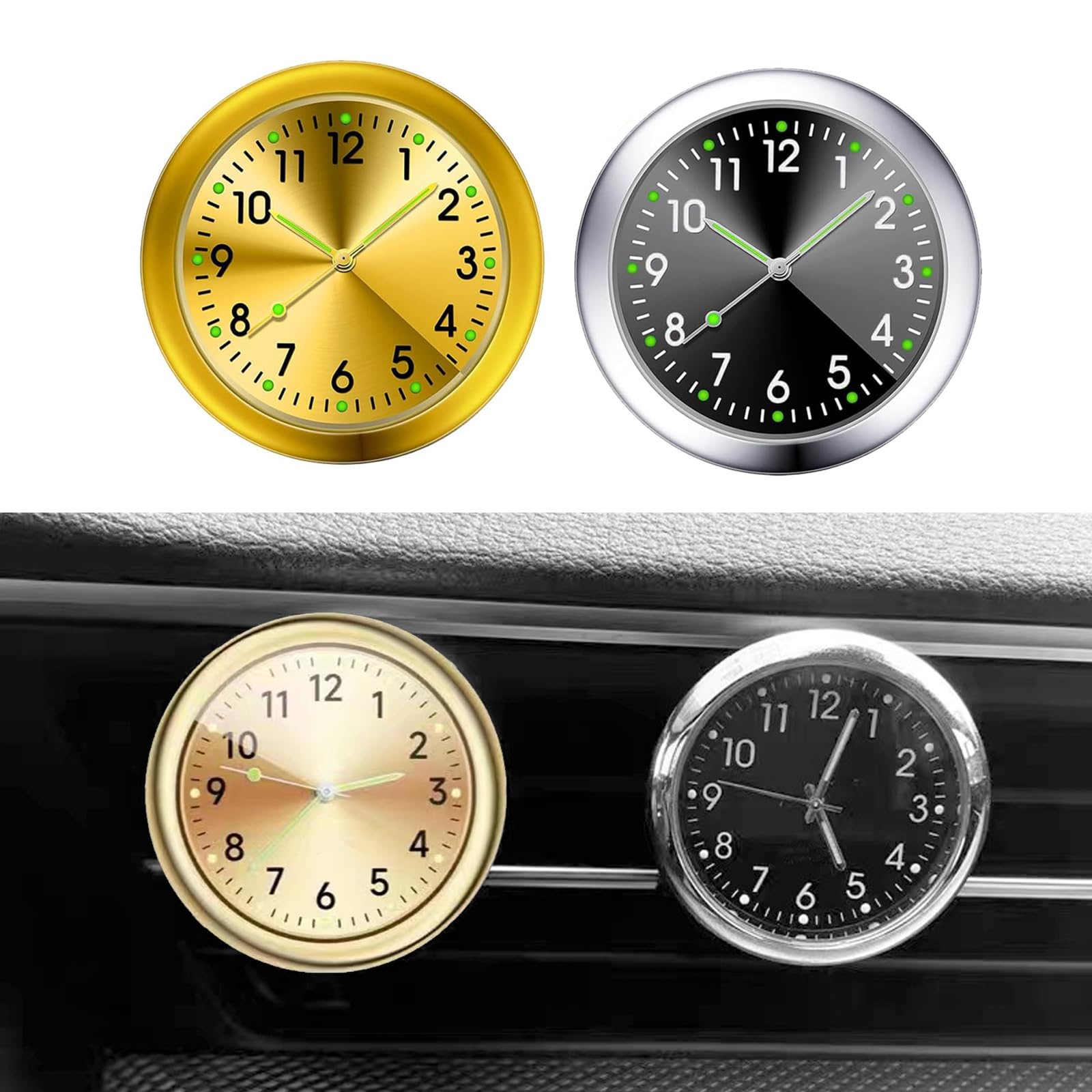 2-Pack Car Dashboard Luminous Clock - 1.5