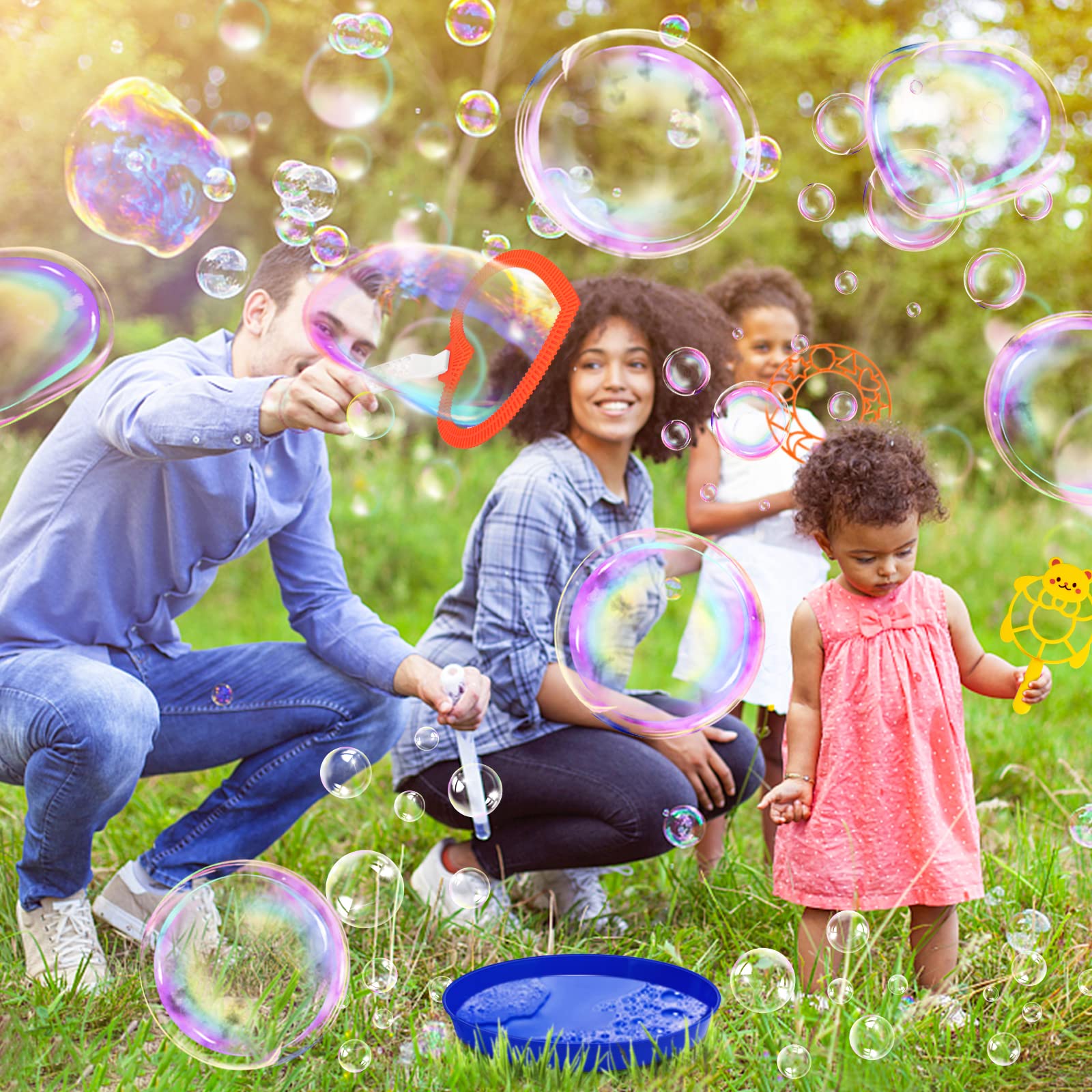 Roberly 28 Pcs Big Bubble Wands Set for Kids Outdoor Party & Birthday Gifts - Giant Bubbles Making Toys for Summer Fun
