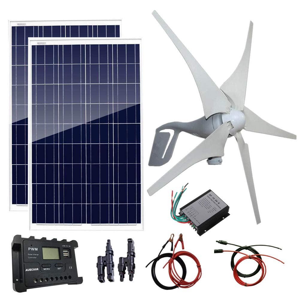 600W Hybrid Wind Solar Power Kit - 400W Generator & 200W Solar Panels for Off-Grid Homes