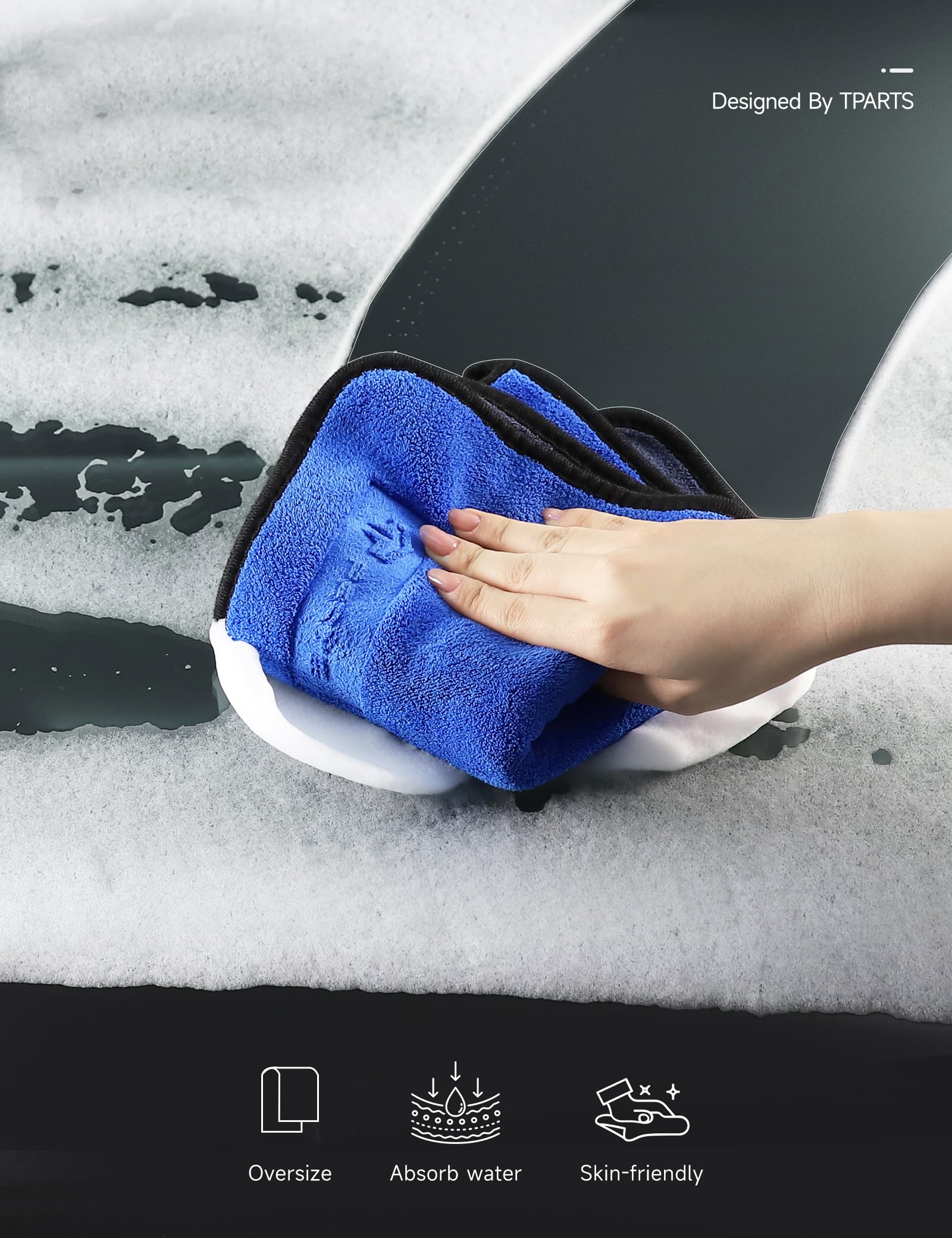 TPARTS Ultra Soft Thick Car Wash Towel - Premium Absorbent Microfiber Cleaning Cloth for Cars, Scratch & Lint Free - Perfect for Auto Detailing, Waxing & Polishing