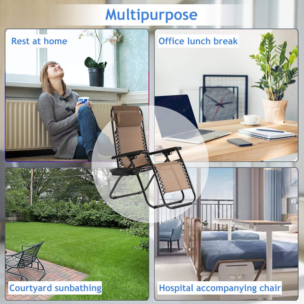 Zero Gravity Reclining Chair - Adjustable Folding Outdoor Lounge Chair with Pillow & Cup Holder for Backyard, Poolside, Beach, Garden - Perfect for Relaxing, Sunbathing, and Outdoor Leisure