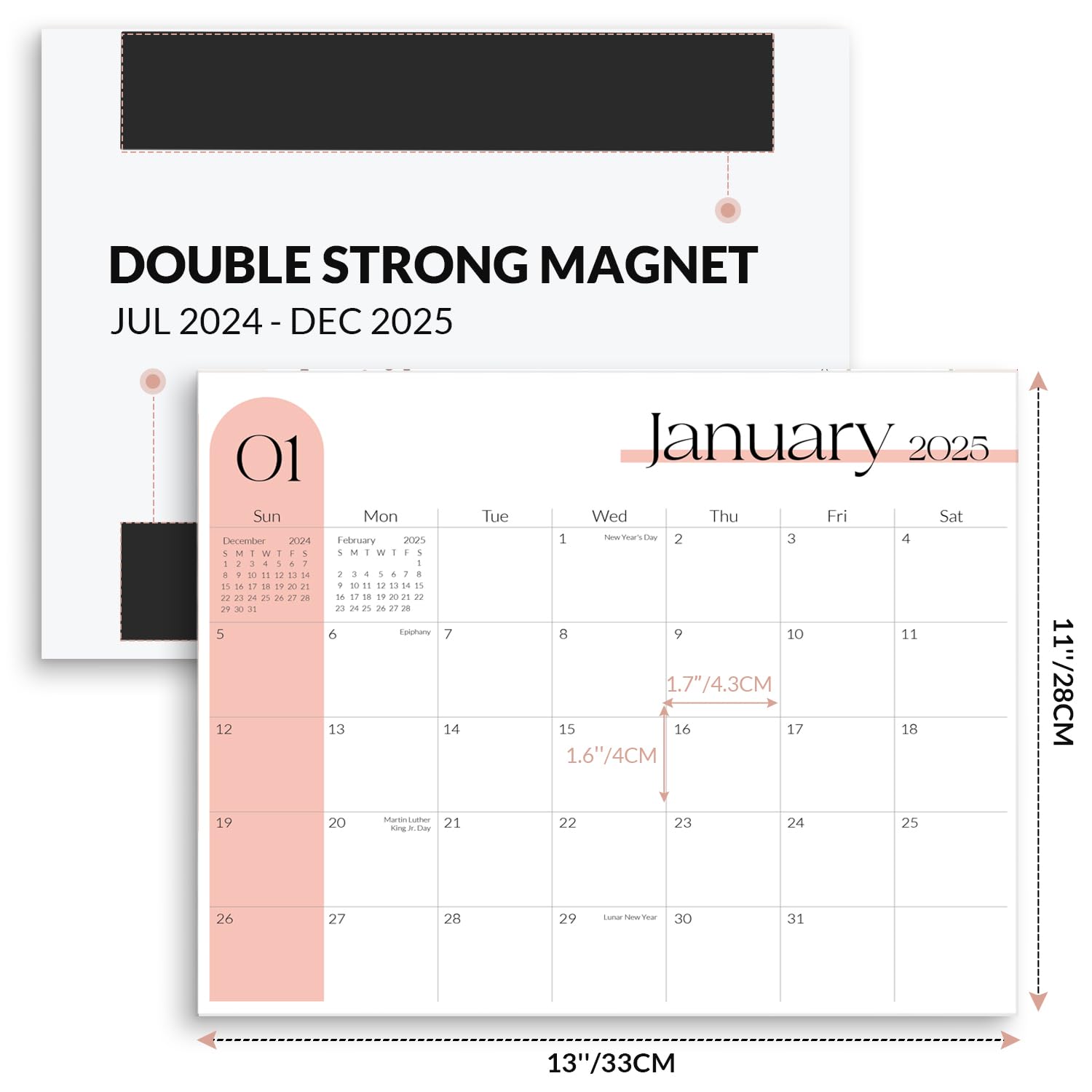 SKYDUE 18-Month Magnetic Refrigerator Calendar (July 2024-December 2025) - 13