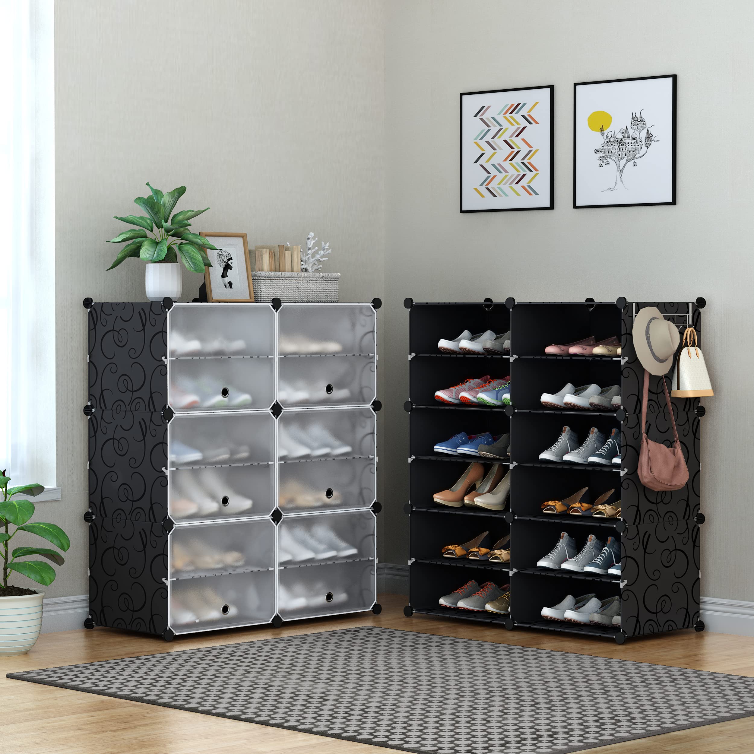 HOMIDEC 6-Tier Shoe Rack Organizer - 24 Pair Plastic Shoe Storage Cabinet for Closet, Hallway, Bedroom & Entryway - Space Saving Solution for Shoe Lovers & Home Organization