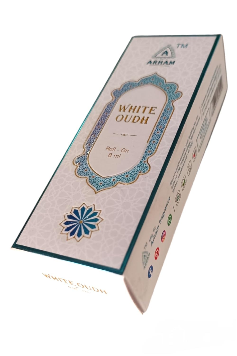 Arham Fragrance White Oudh Attar Roll-On Perfume 8ml - Premium Arabian Perfume Oil for Men & Women - Perfect for Daily Wear, Special Occasions & Gift Giving