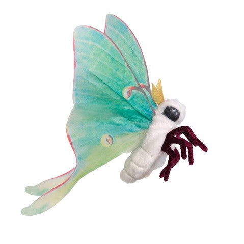 Folkmanis Luna Moth Finger Puppet - Realistic Hand Puppet for Kids, Storytelling & Educational Play - Perfect for Classroom, Theater & Imaginative Playtime